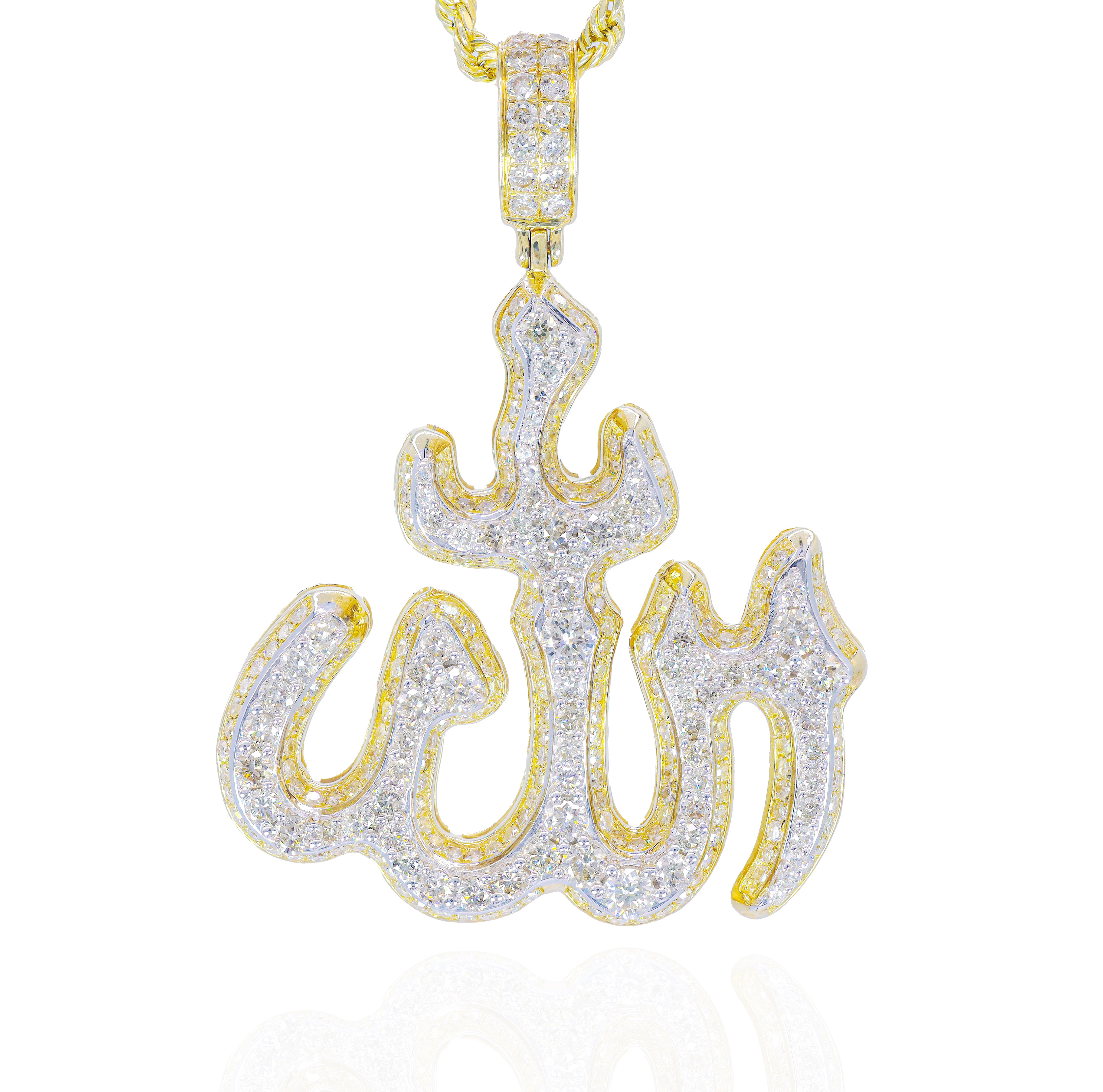 Two-Tone Stacked Allah Diamond Pendant
