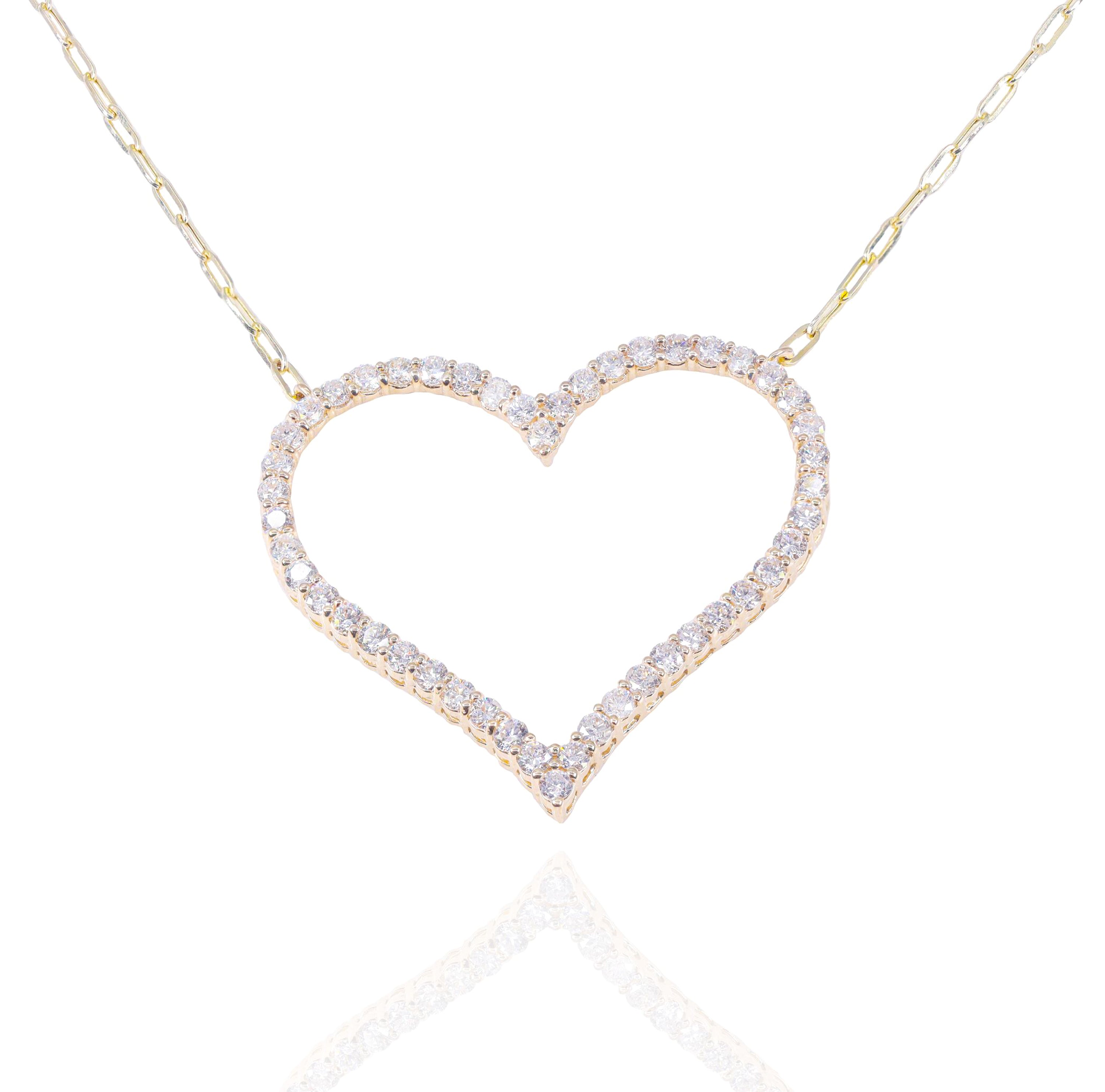 Heart Outline Diamond Pendant w/ Link Chain