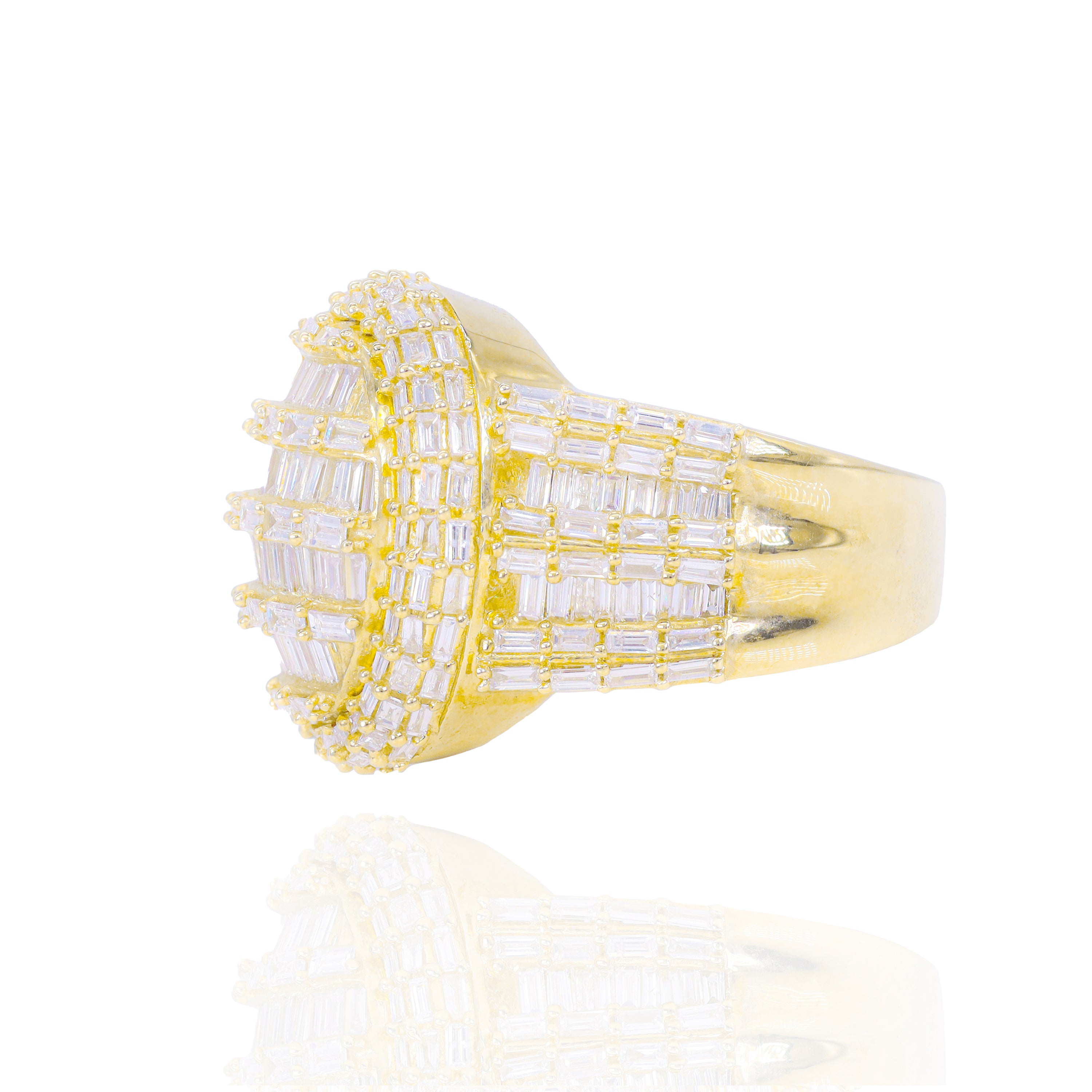 Baguette Diamond Oval Top Men's Ring