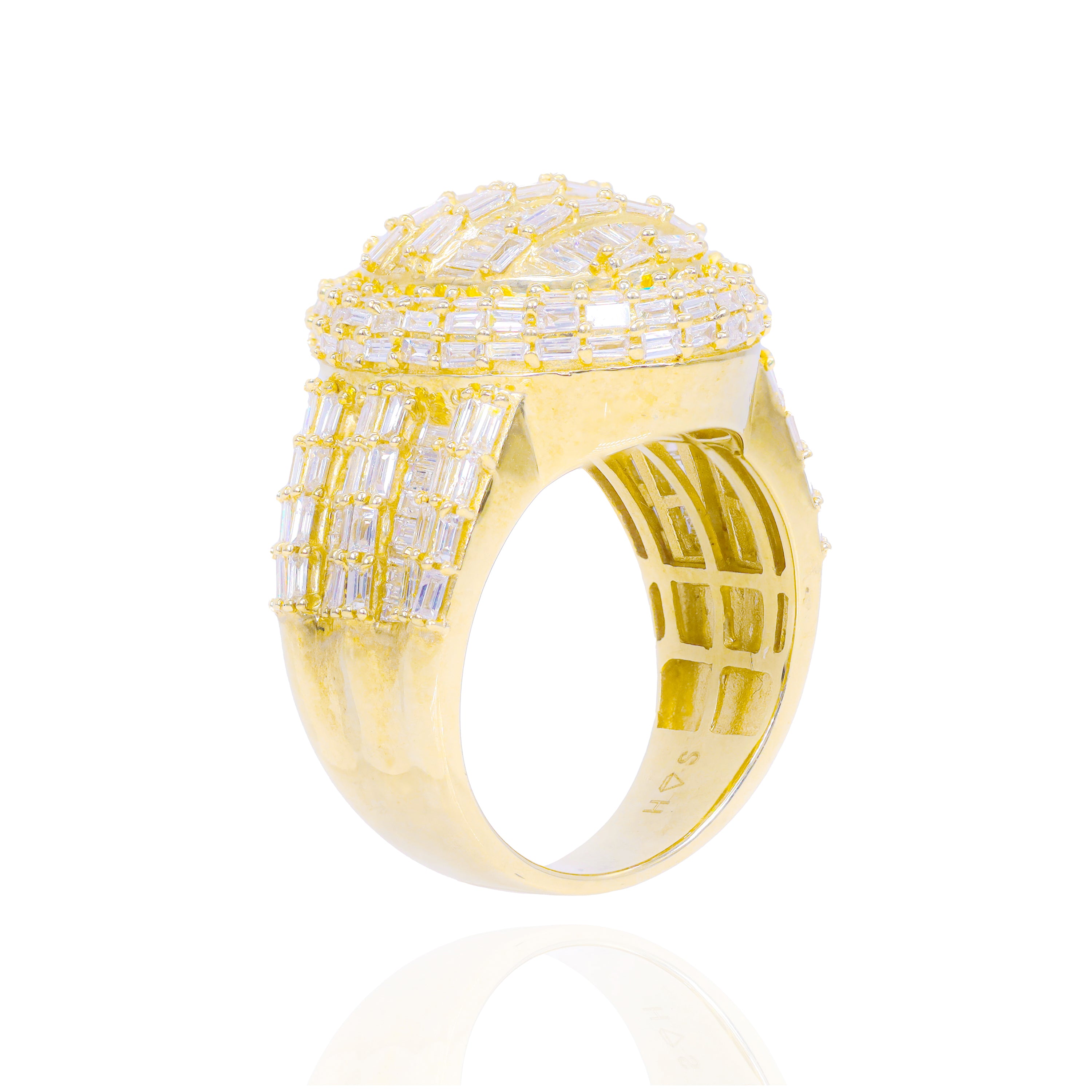 Baguette Diamond Oval Top Men's Ring