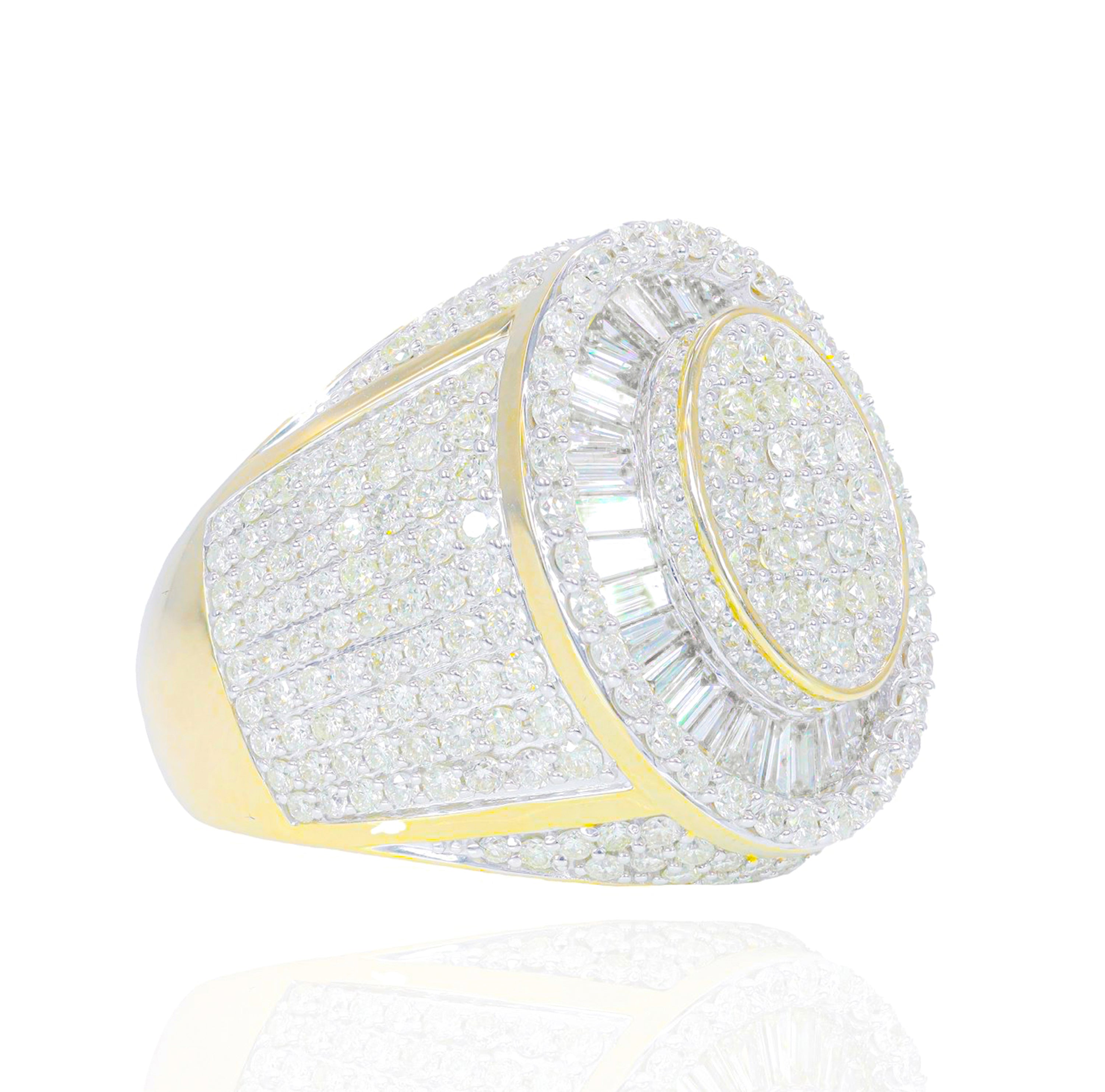 Baguette & White Round Diamond Oval Shaped Ring