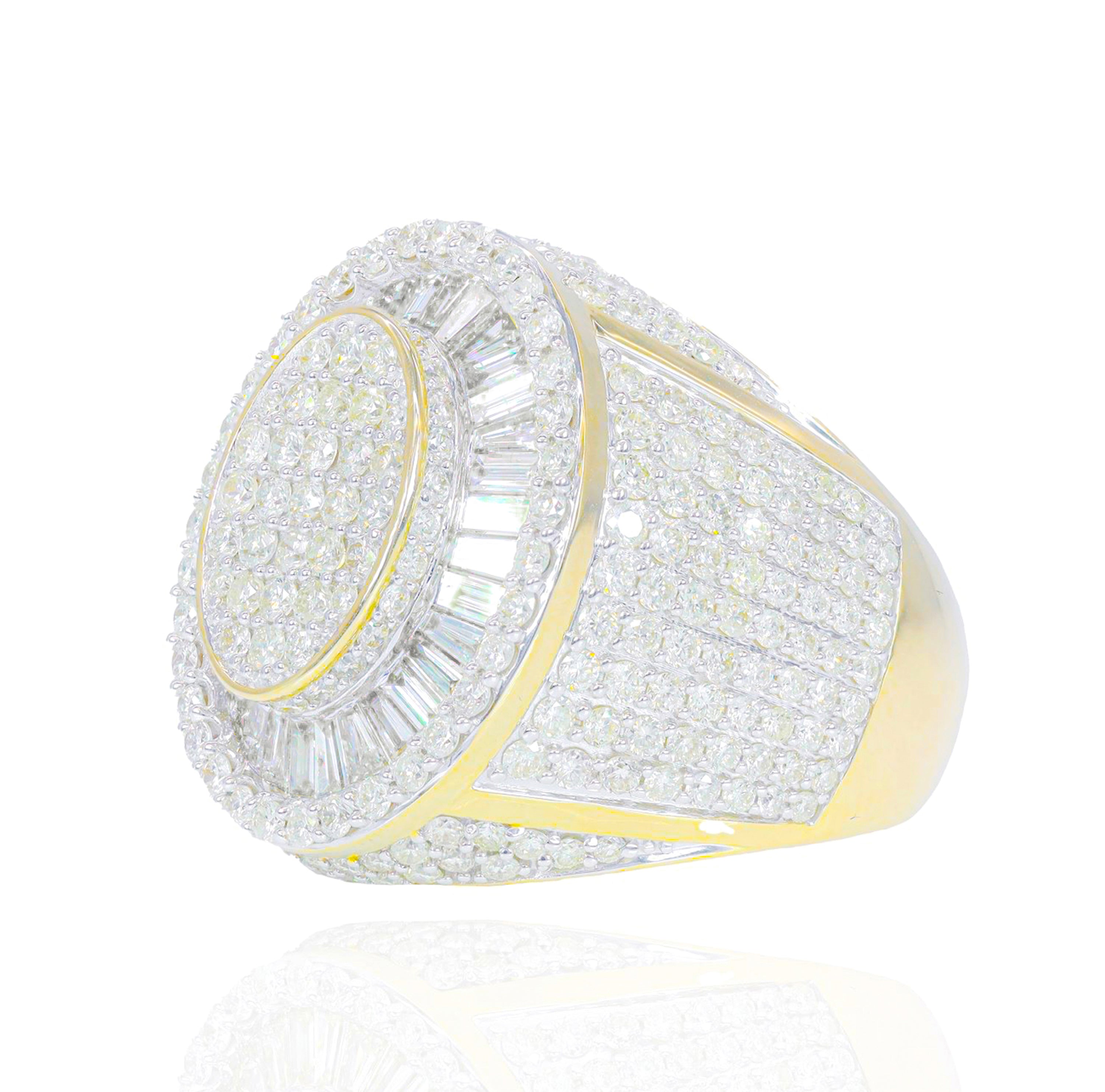 Baguette & White Round Diamond Oval Shaped Ring