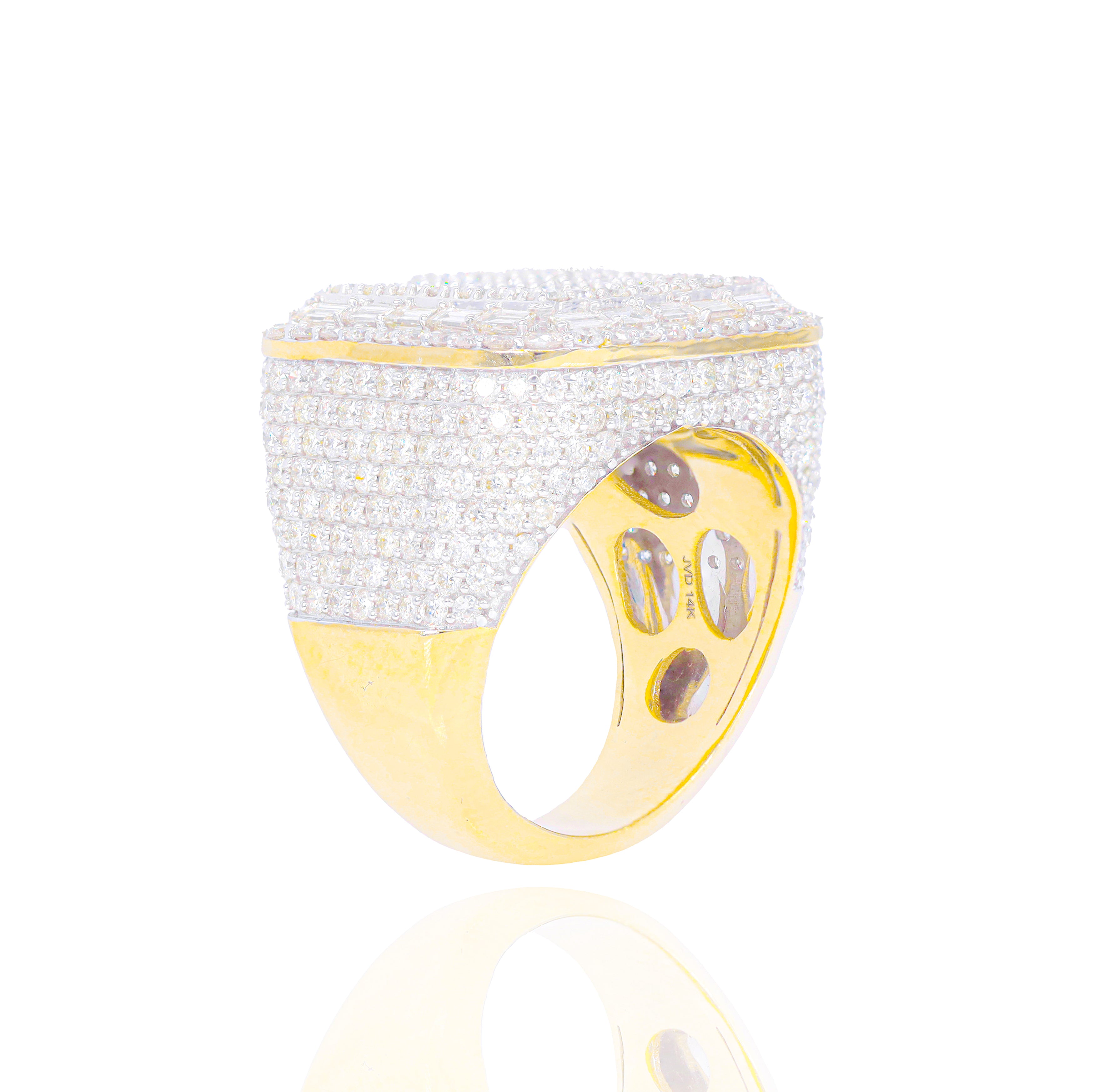 Diamond Square Ring with Baguette Border