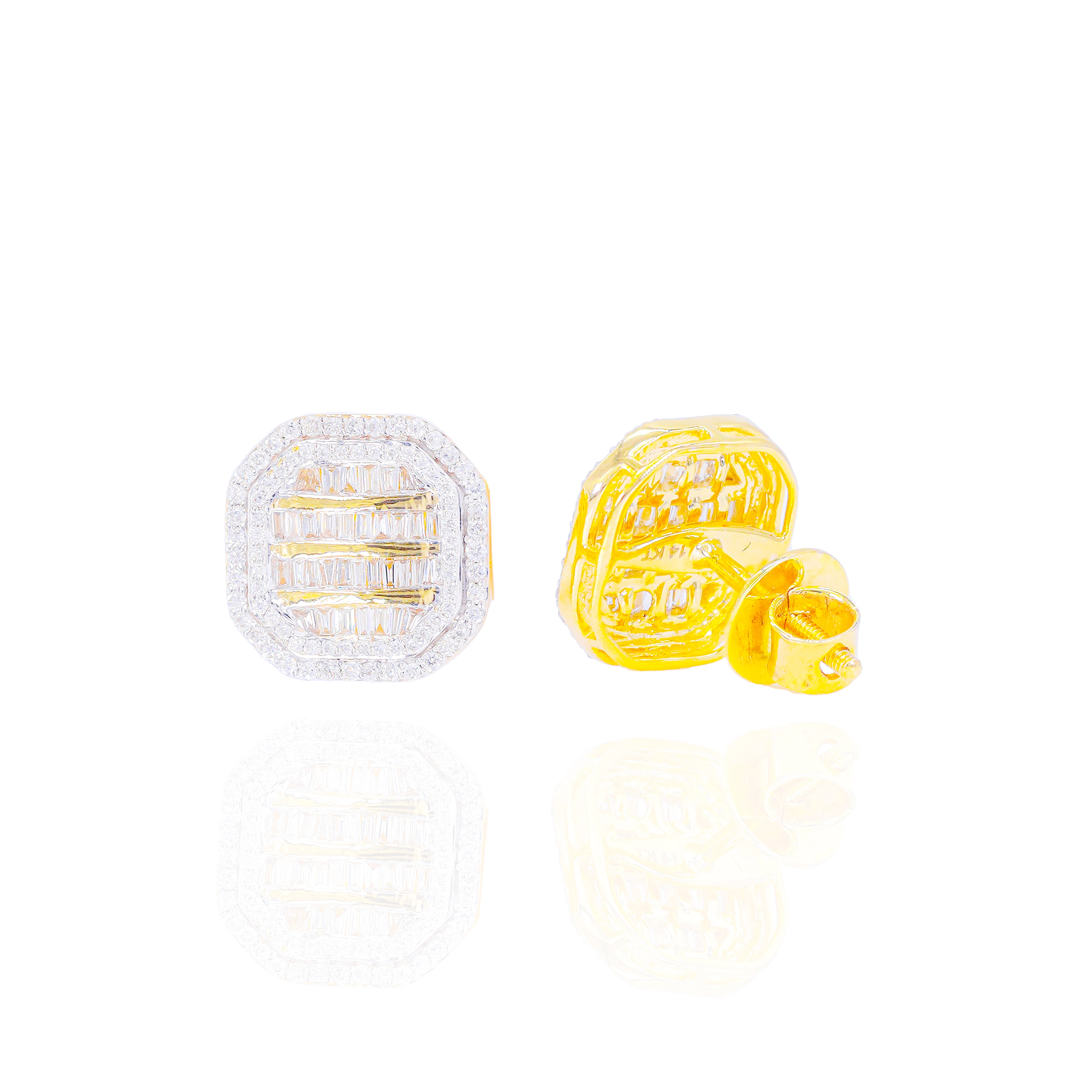 Baguette Rowed Square Diamond Earrings