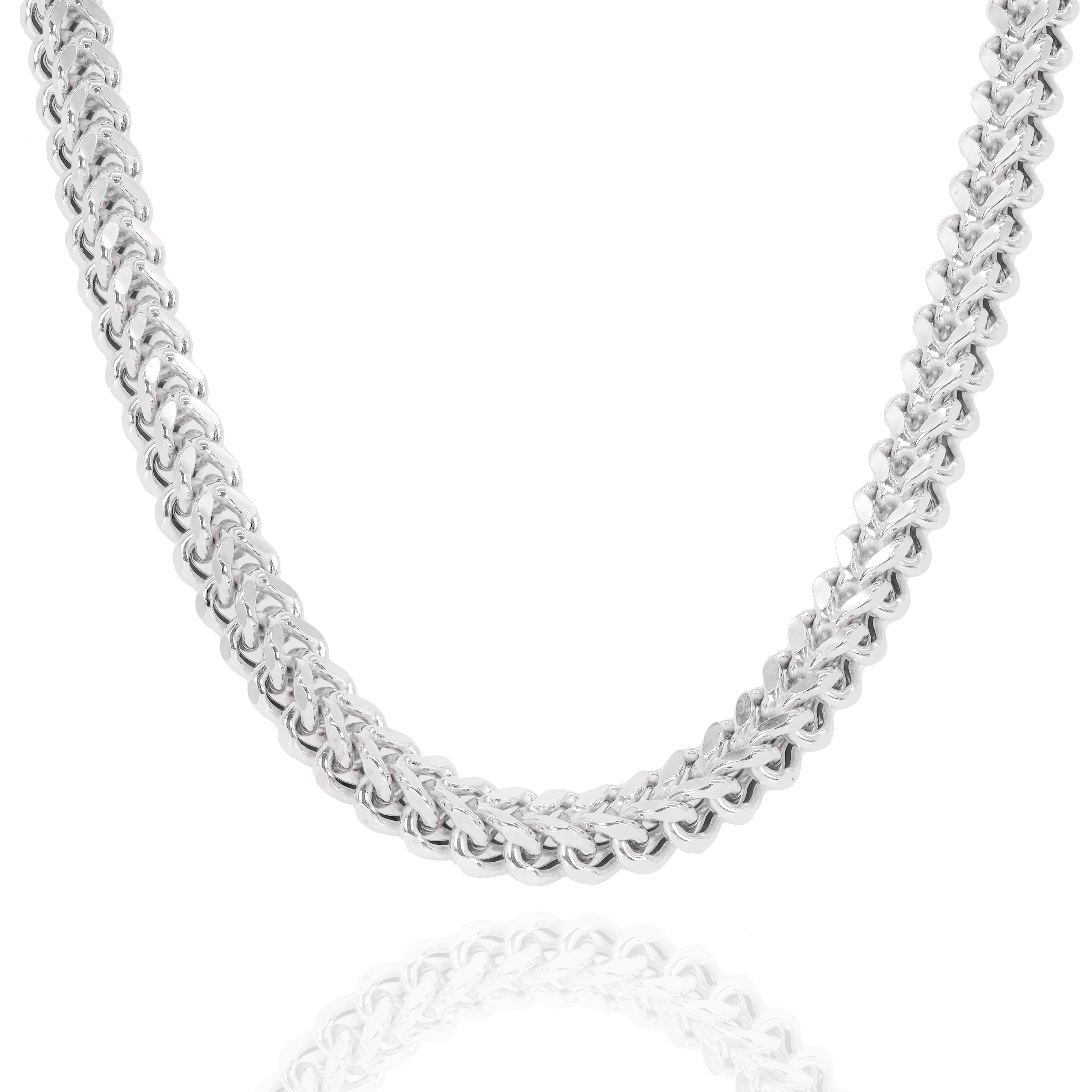 14KT White Gold Solid Square Franco Chain