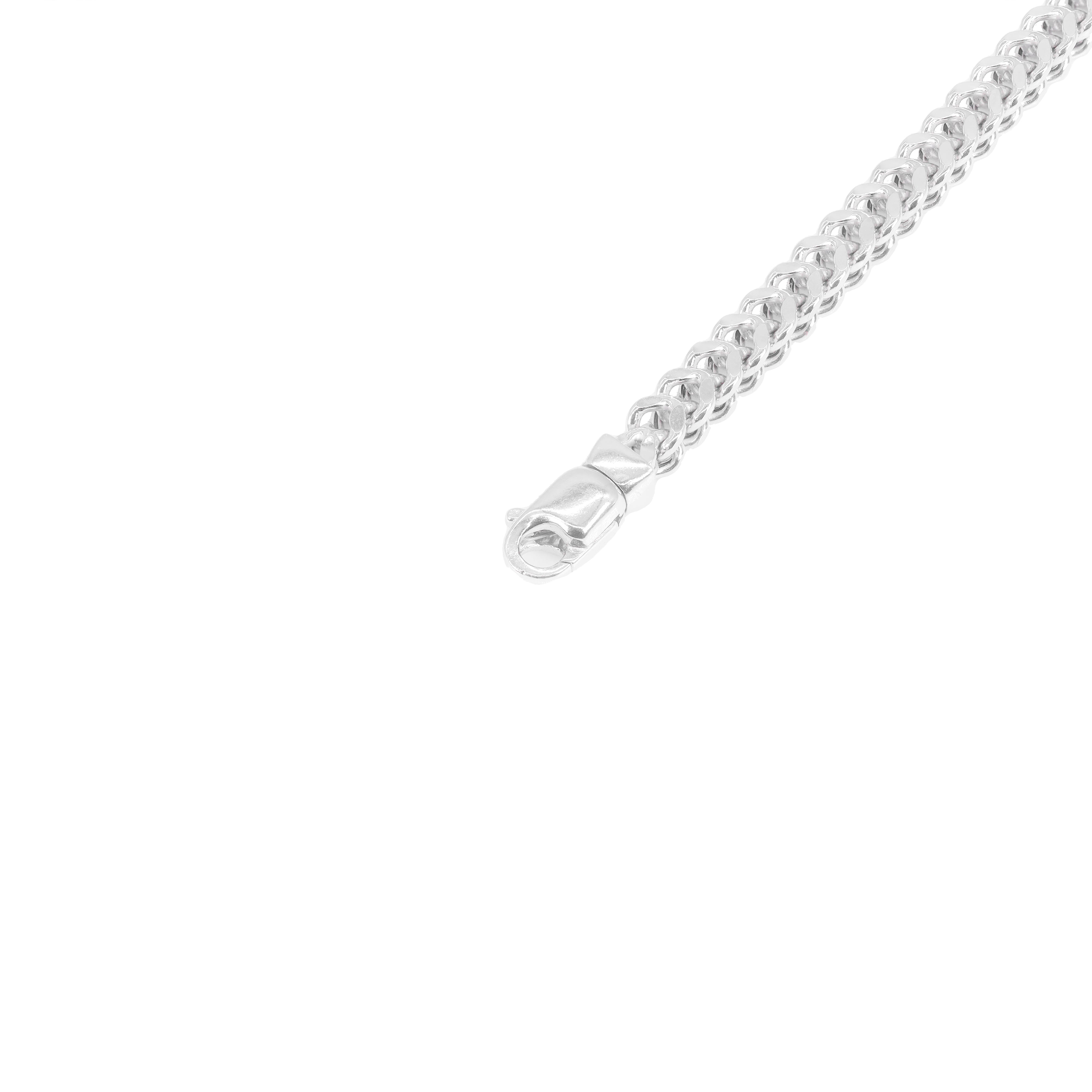 14KT White Gold Solid Square Franco Chain