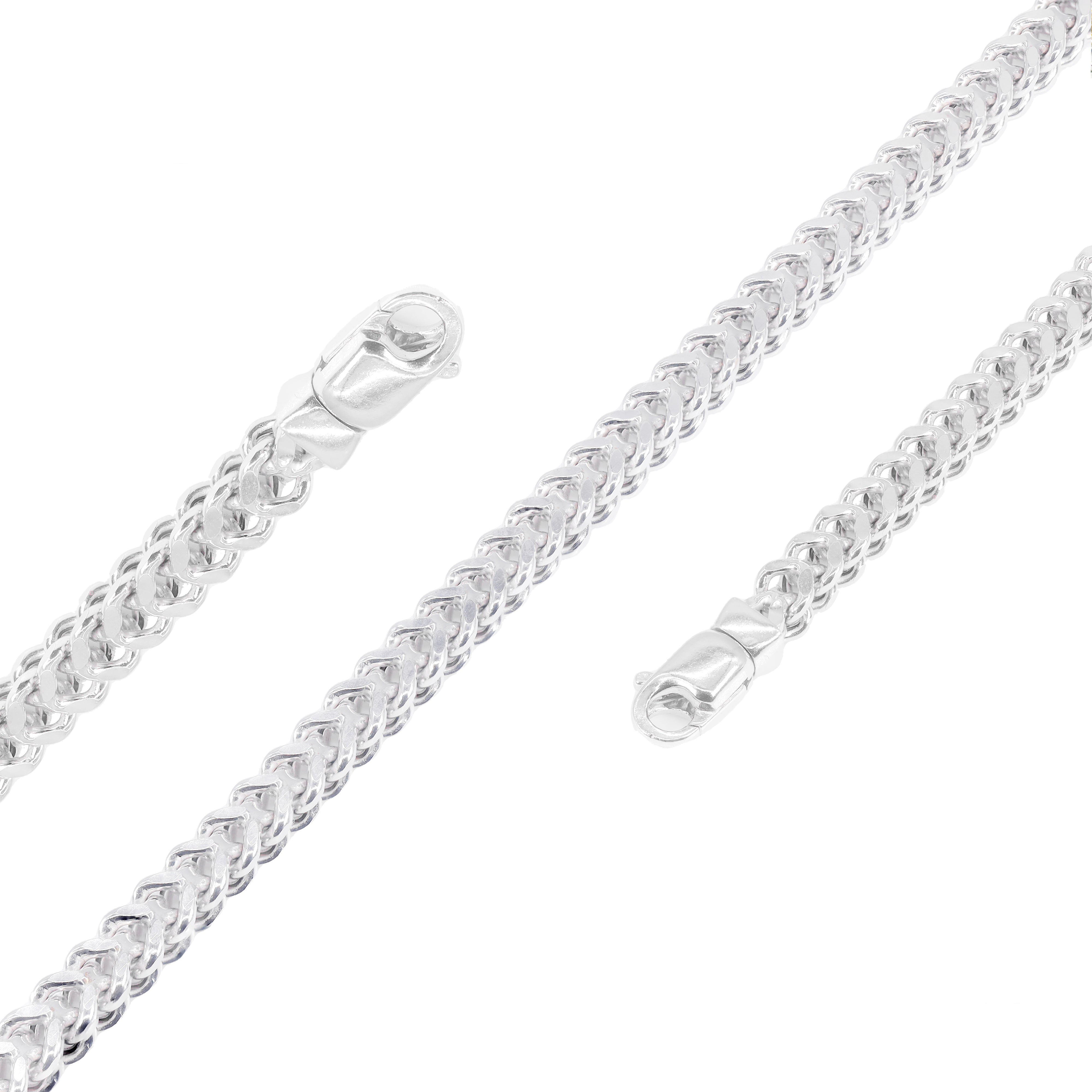 14KT White Gold Solid Square Franco Chain