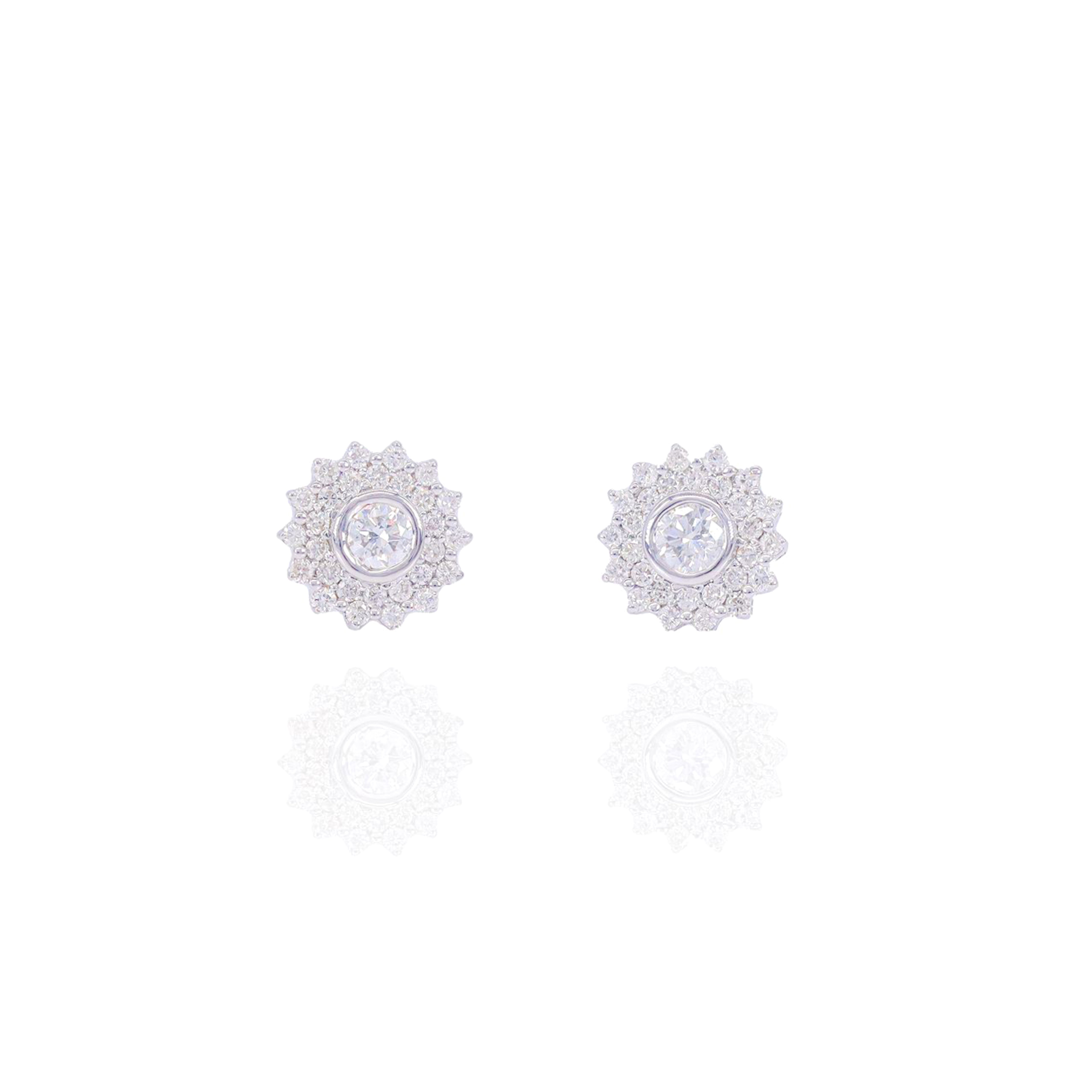 Jagged Cluster w/ Large Center Diamond Earrings