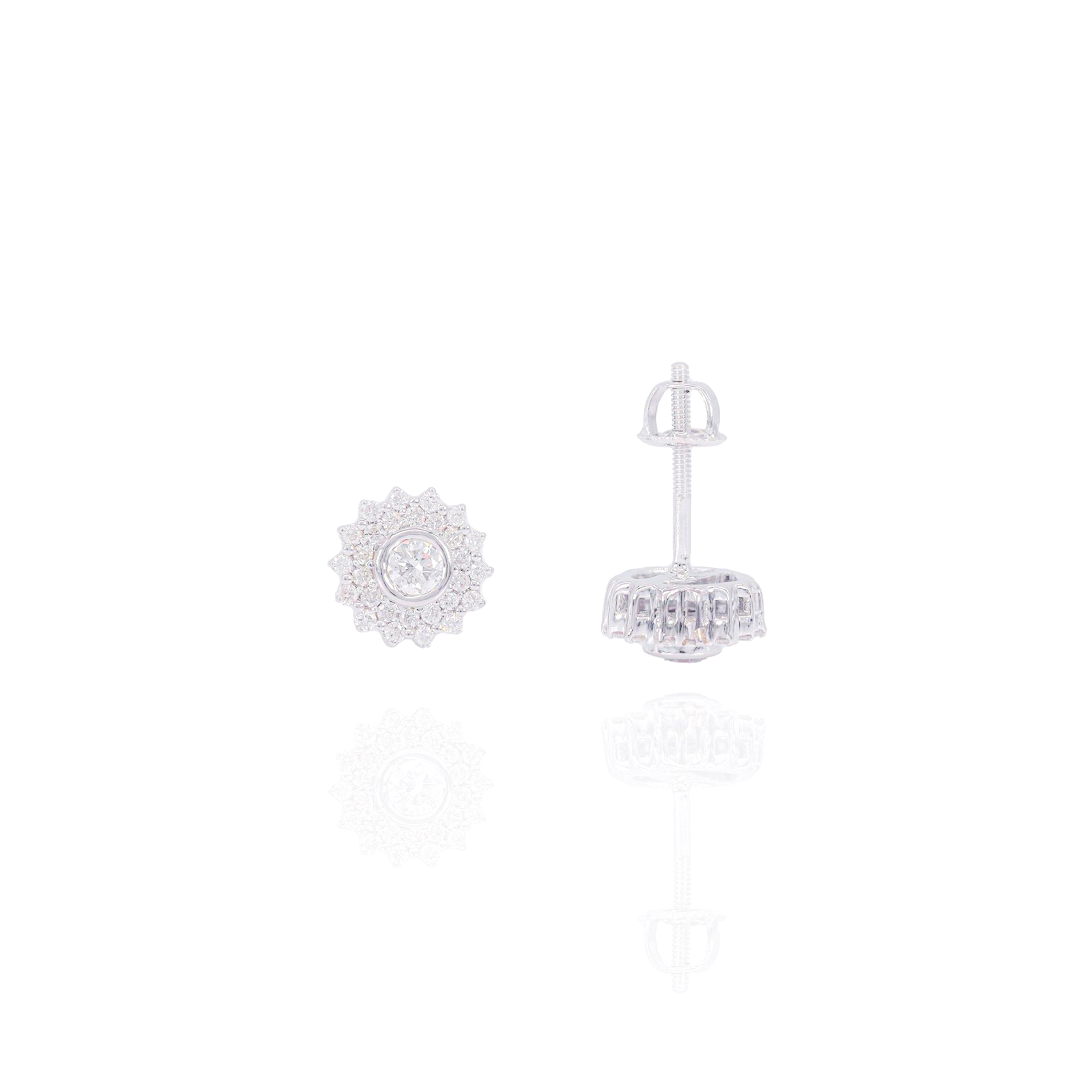 Half Carat Diamond Earrings w/ 15-Pointer Center Diamond