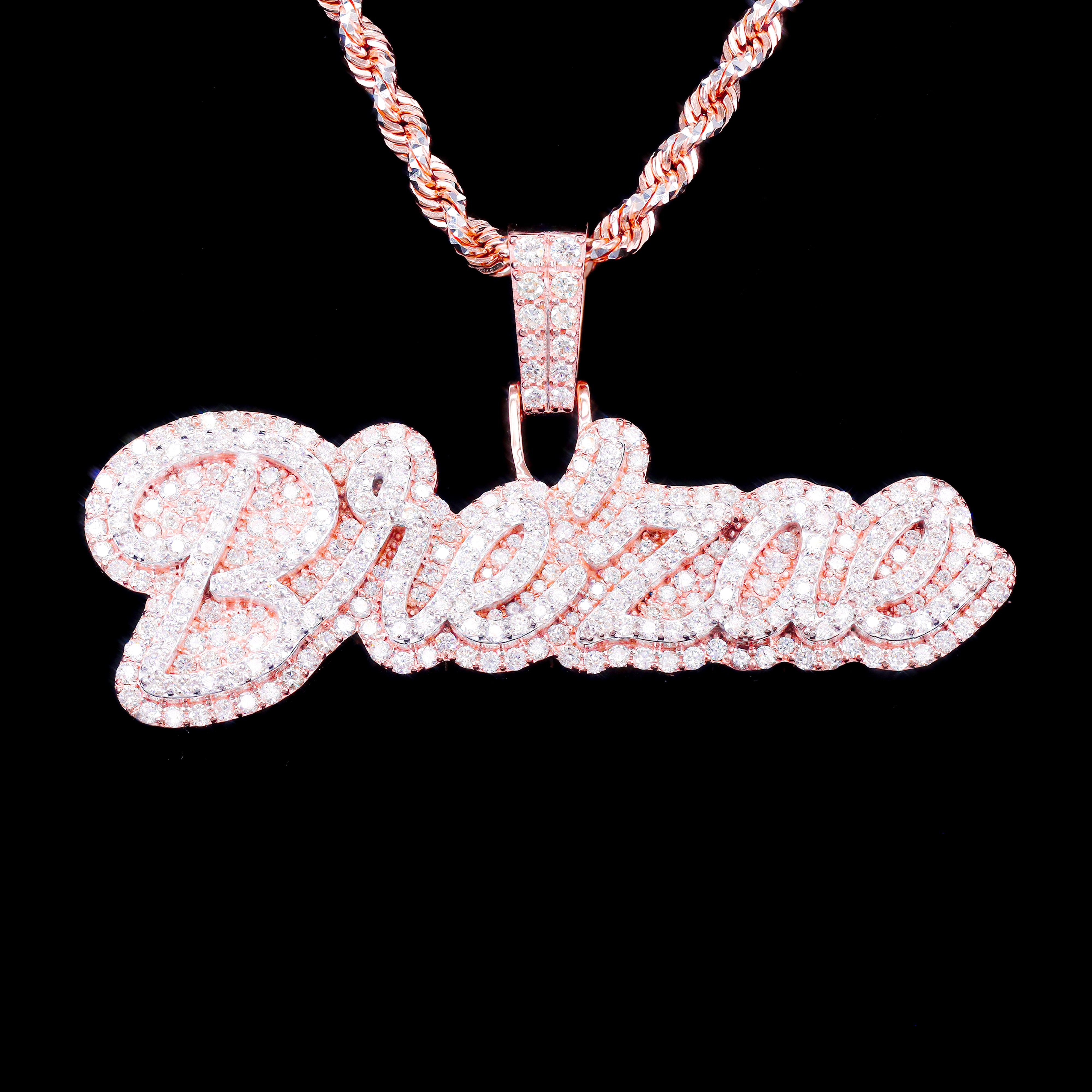 Custom Design Deposit - Two-Tone Cursive Name Diamond Pendant