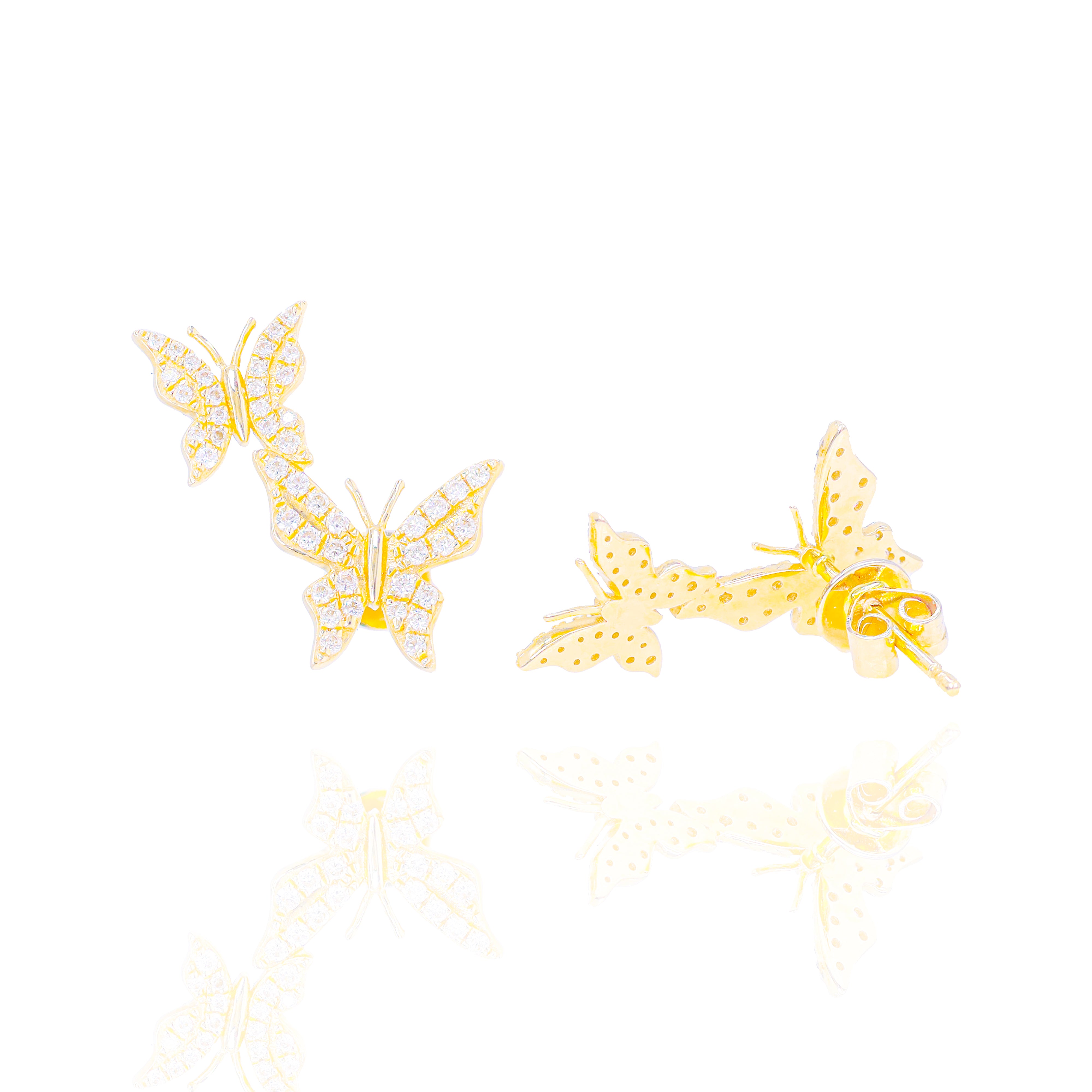 Diamond Flying Butterfly Earrings