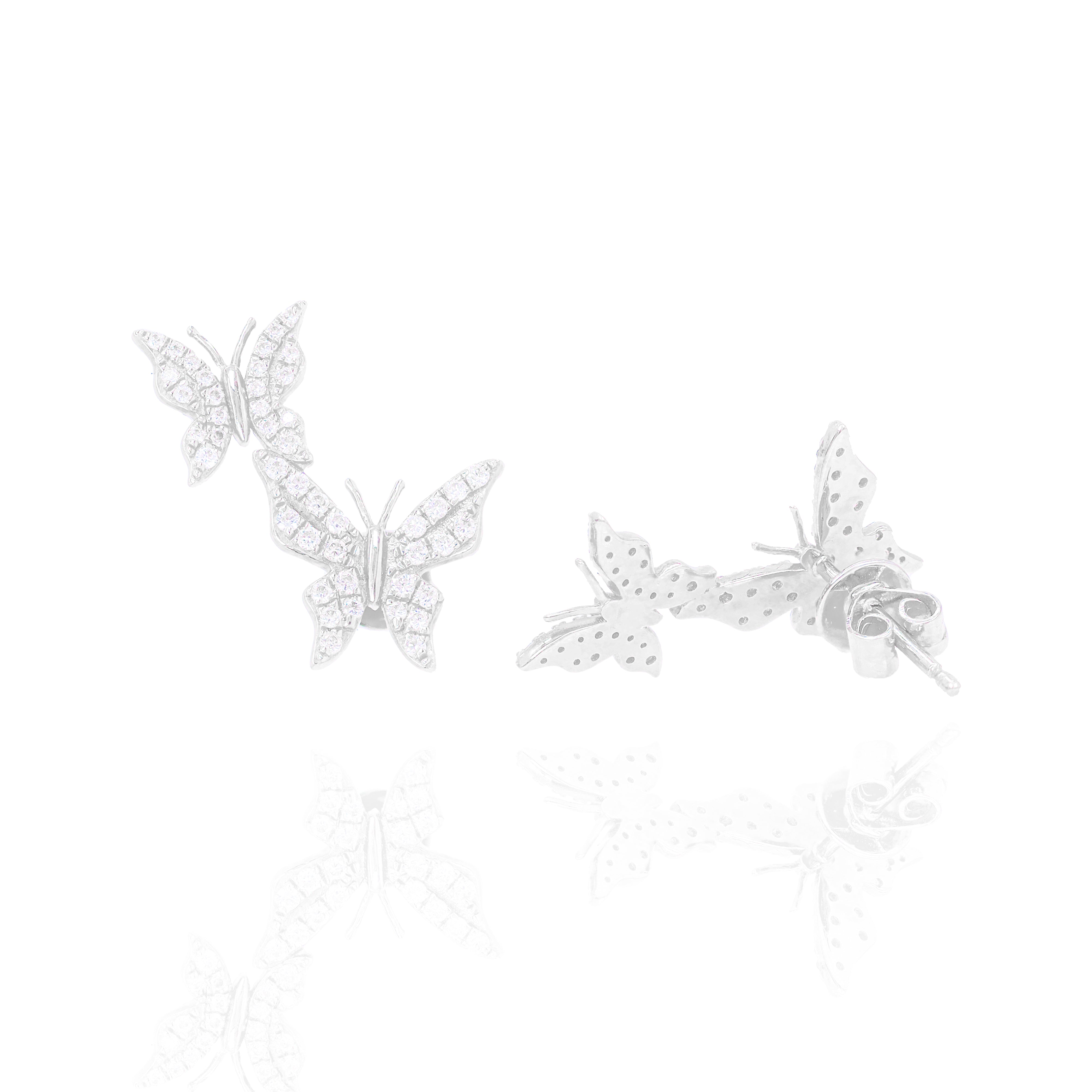 Diamond Flying Butterfly Earrings