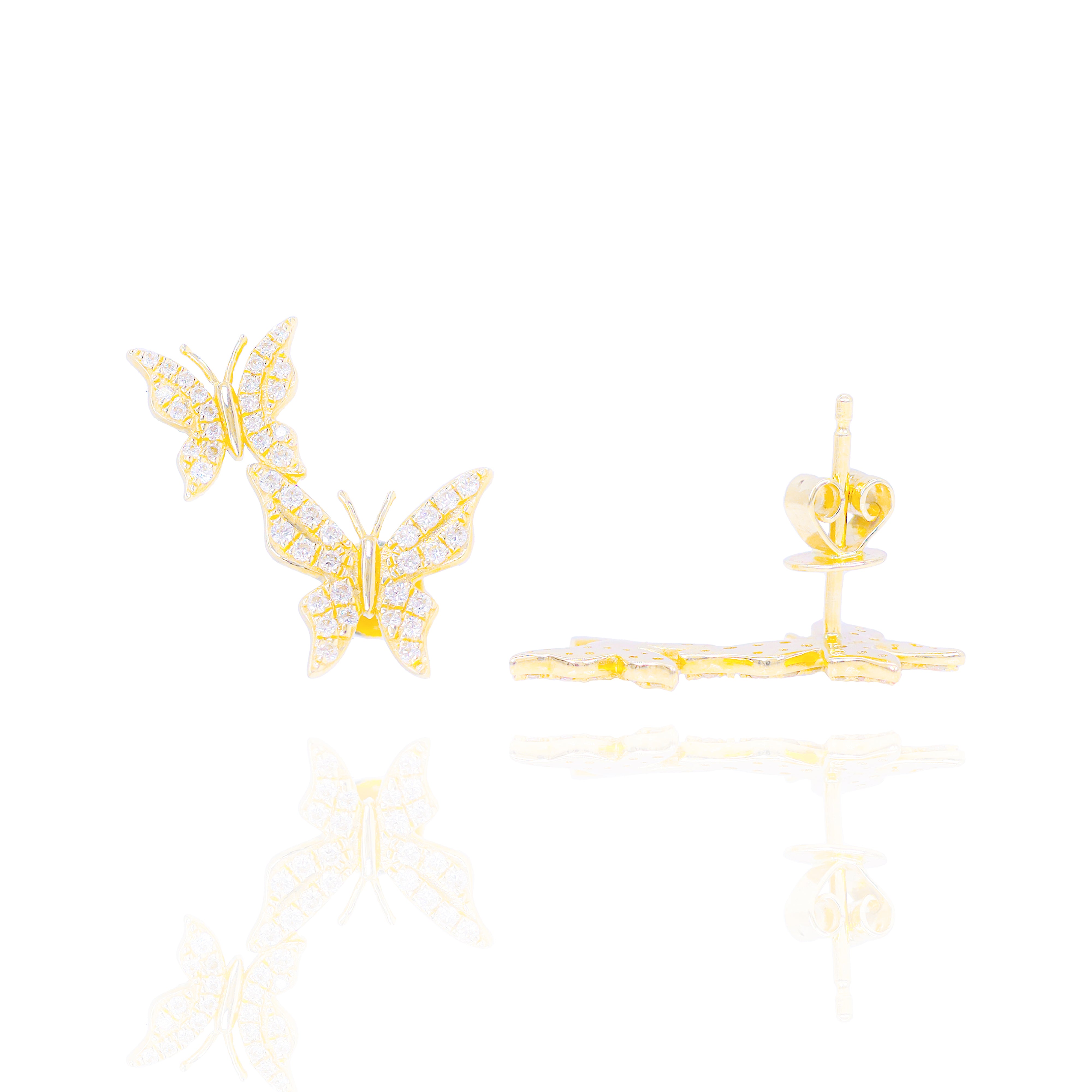 Diamond Flying Butterfly Earrings