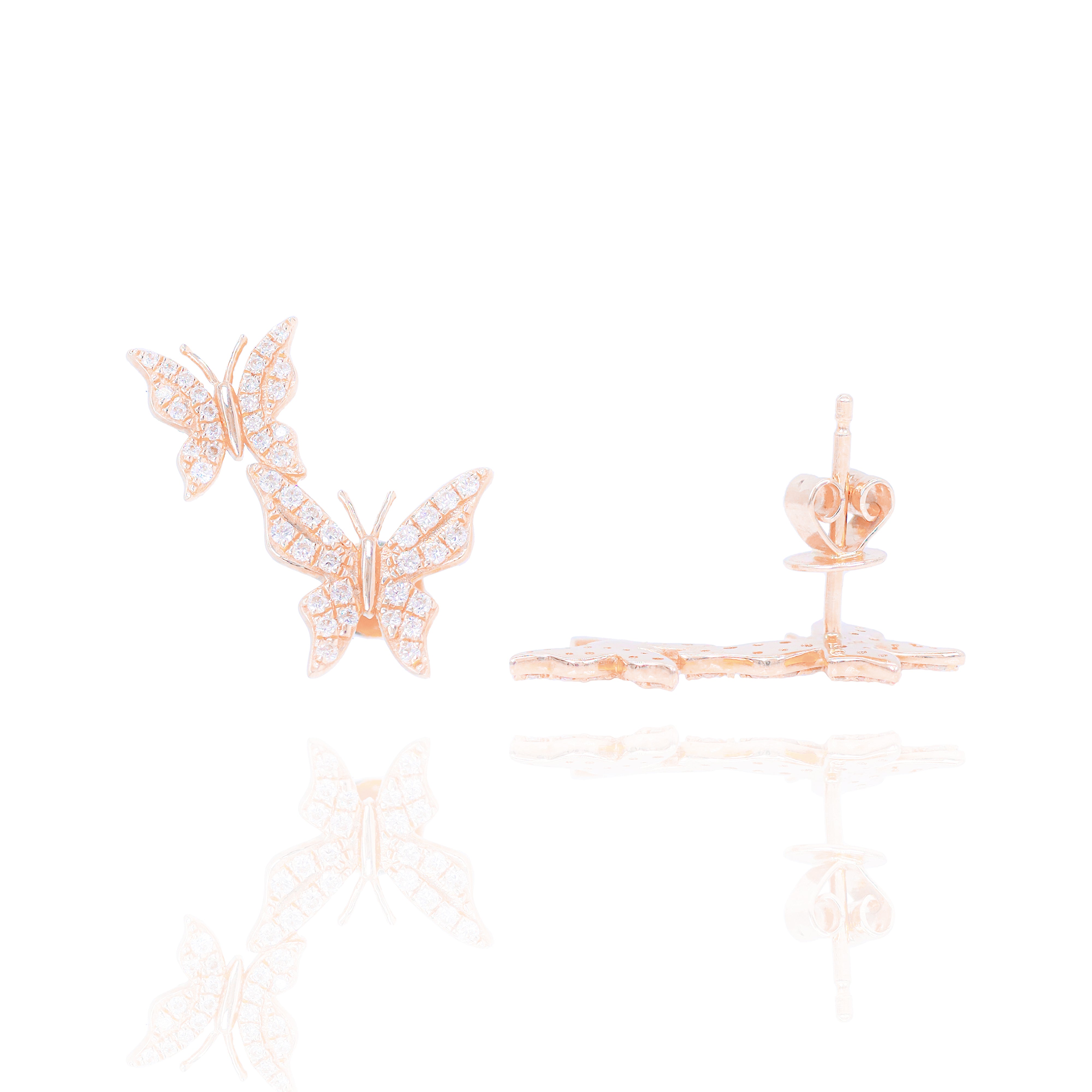 Diamond Flying Butterfly Earrings