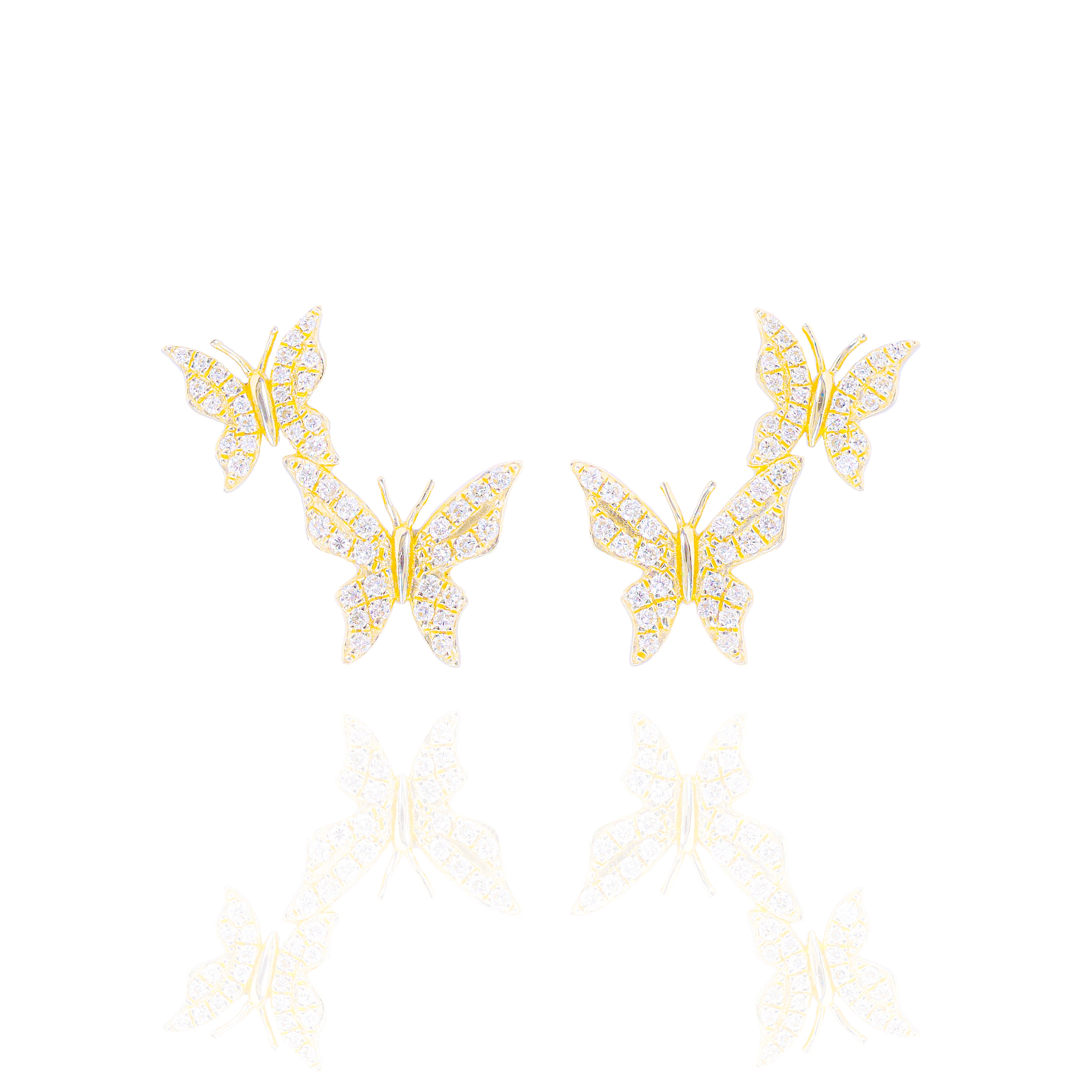 Diamond Flying Butterfly Earrings