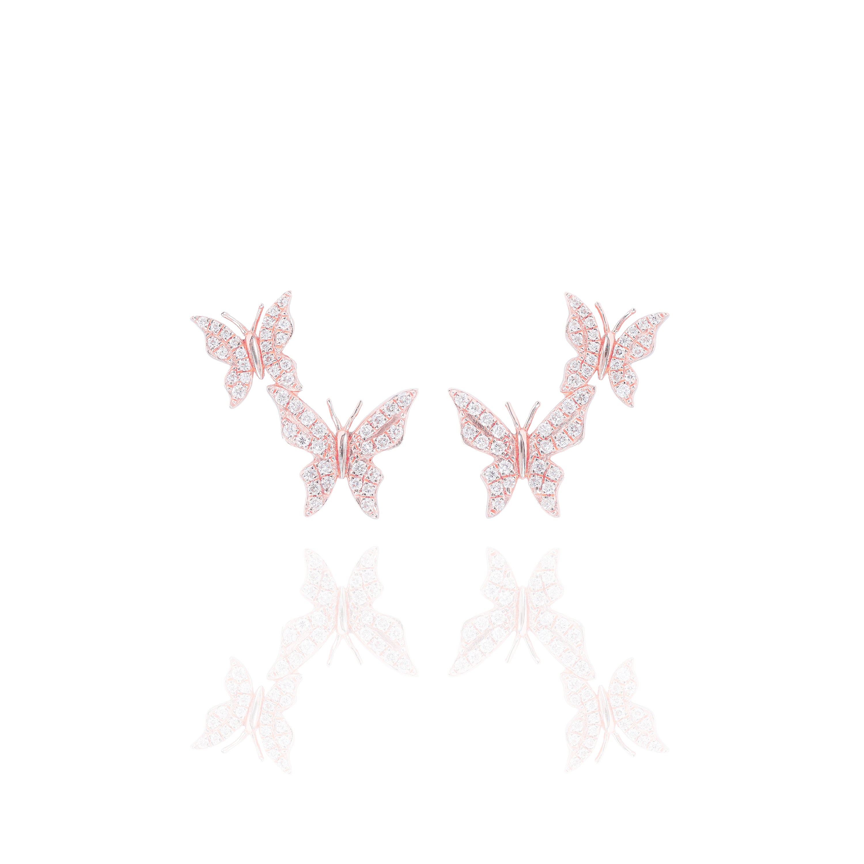 Diamond Flying Butterfly Earrings