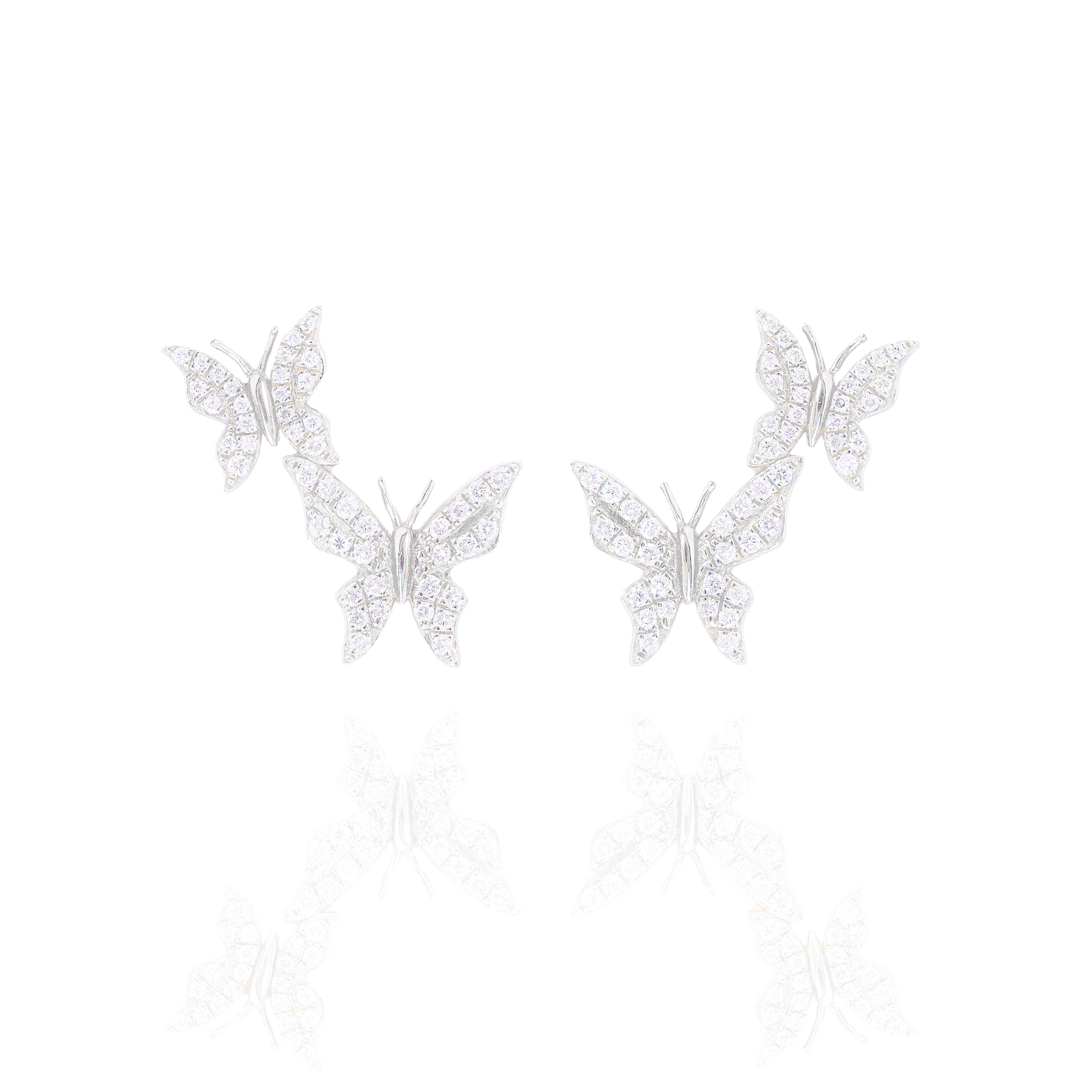 Diamond Flying Butterfly Earrings