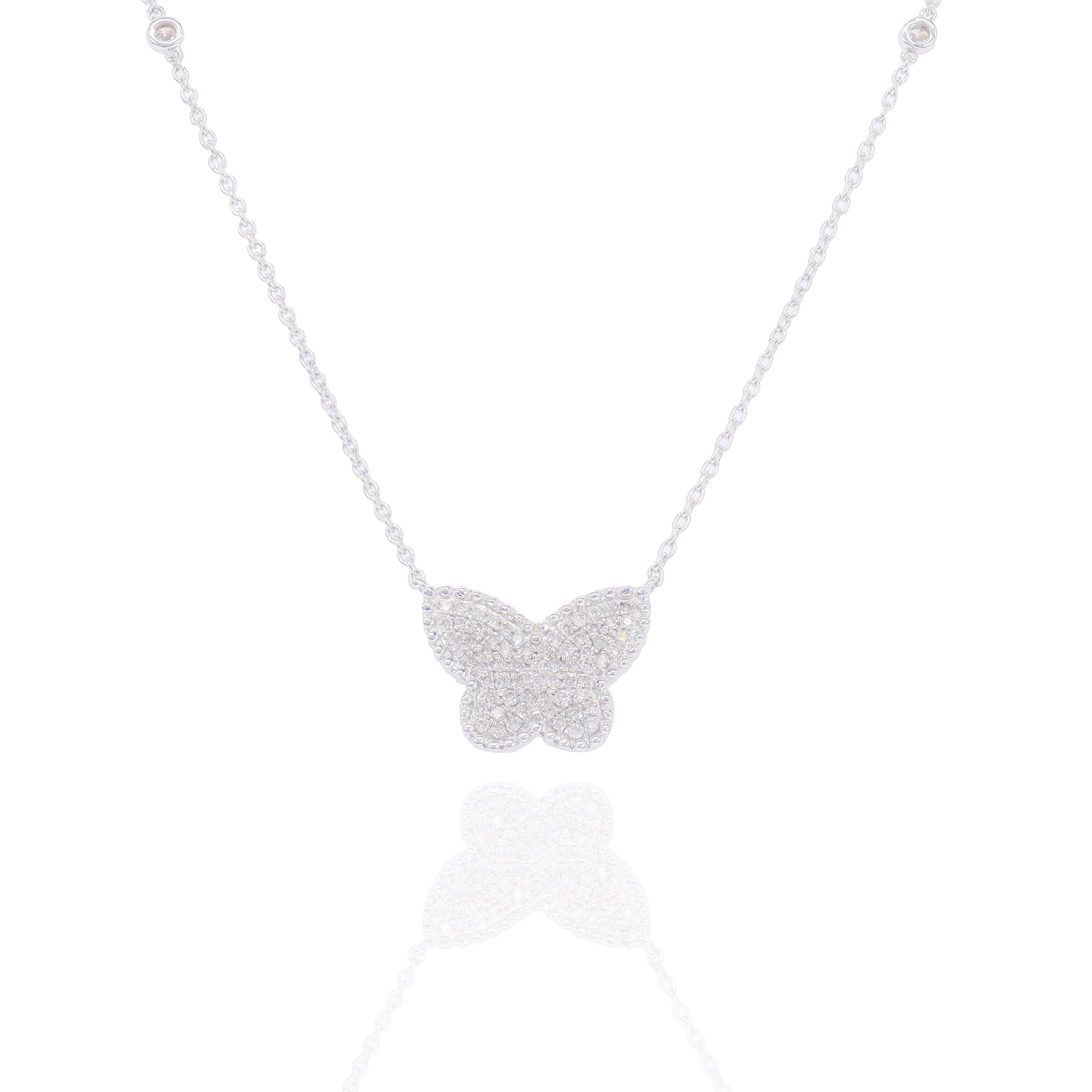 Diamond Butterfly Charm with Diamond By The Yard Chain