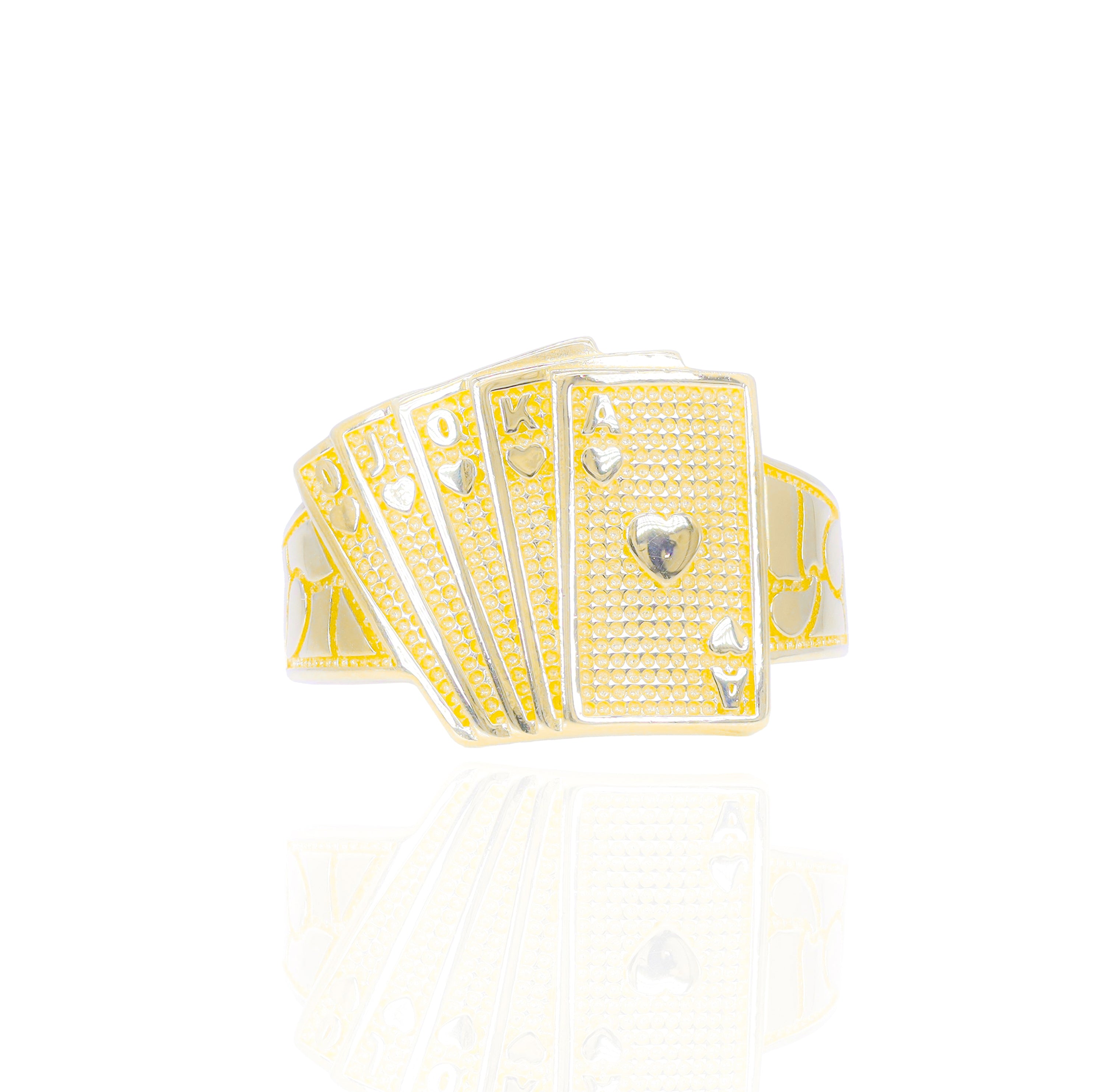 Card Poker Ring with Nugget Cut Band