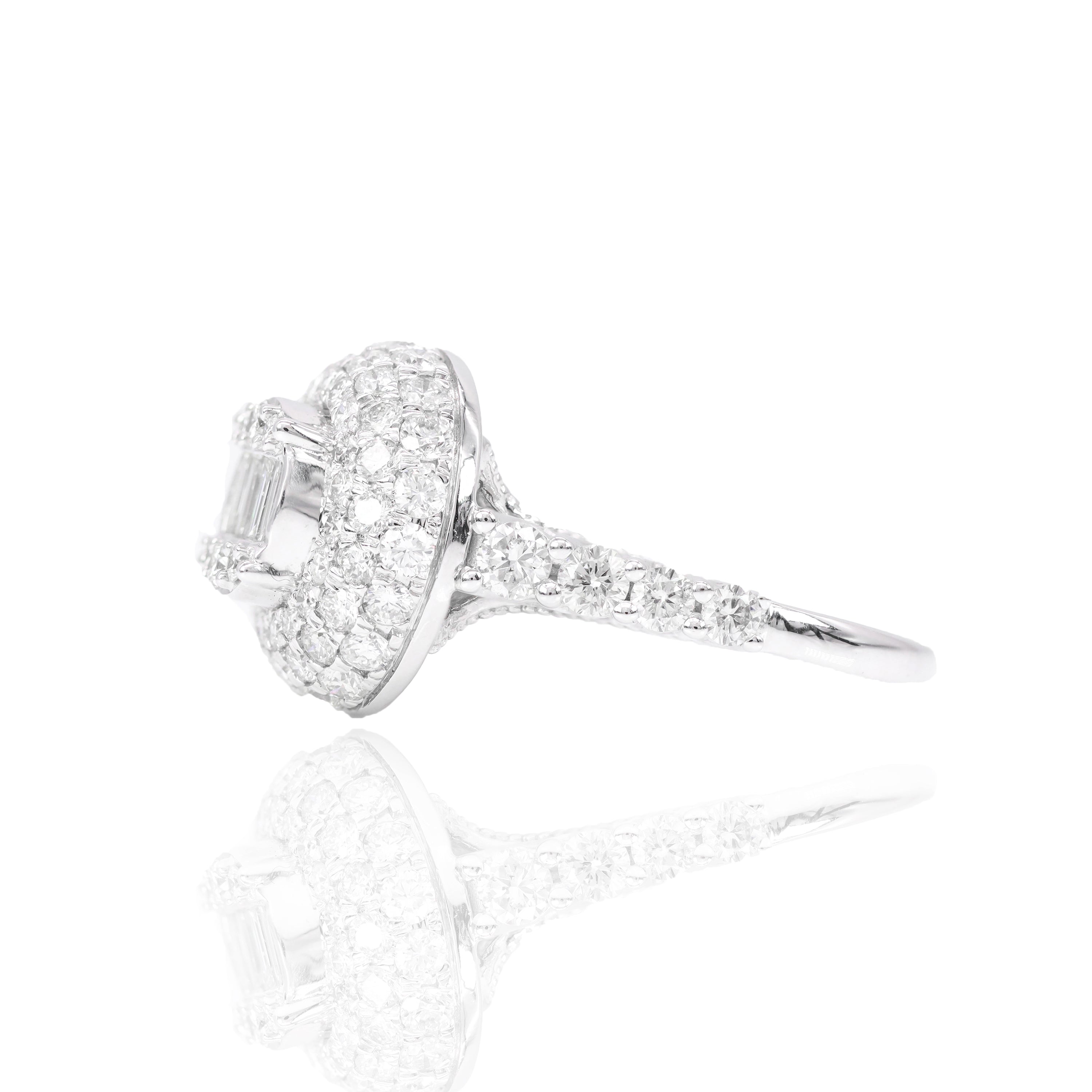 Center Baguette Diamond Engagement Ring