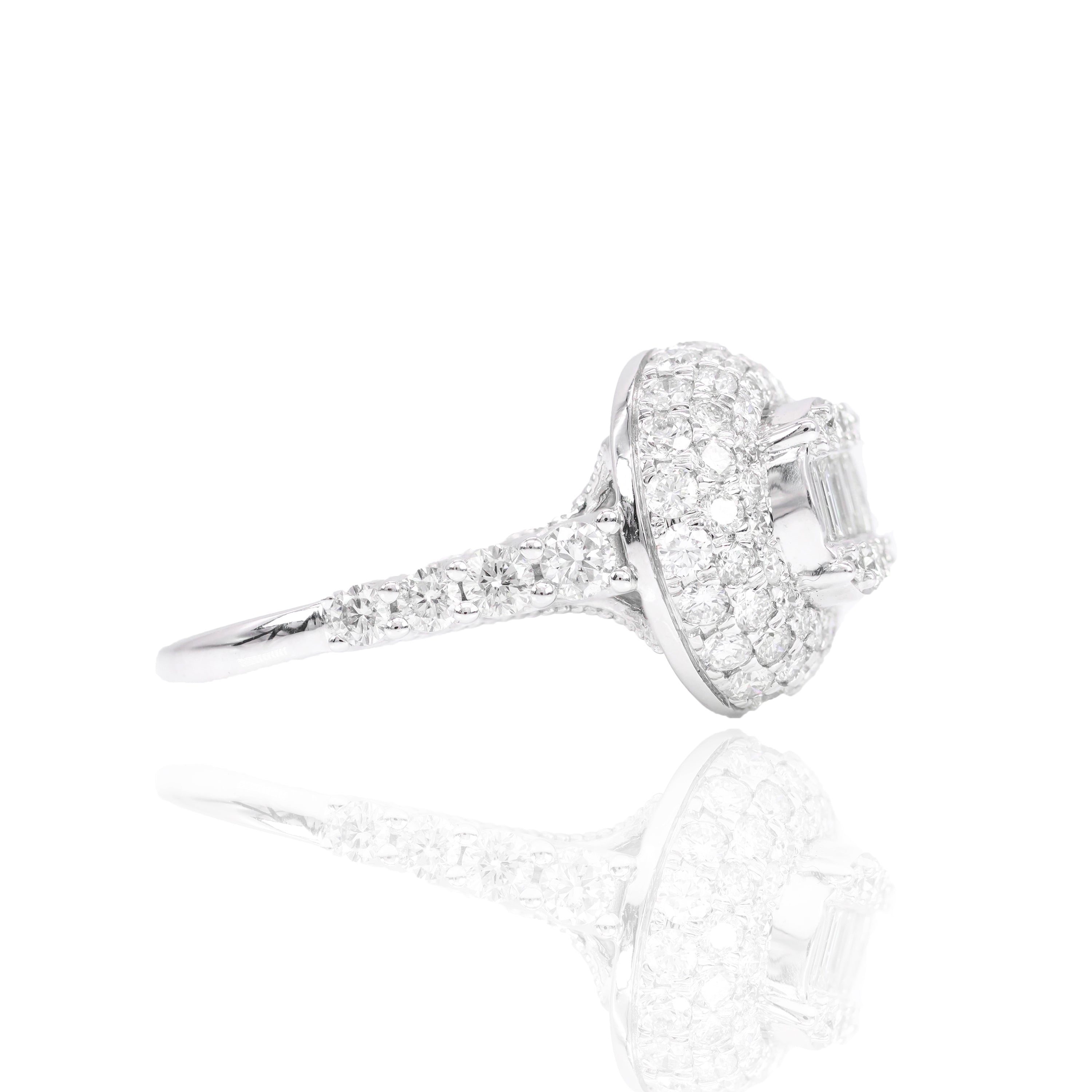 Center Baguette Diamond Engagement Ring