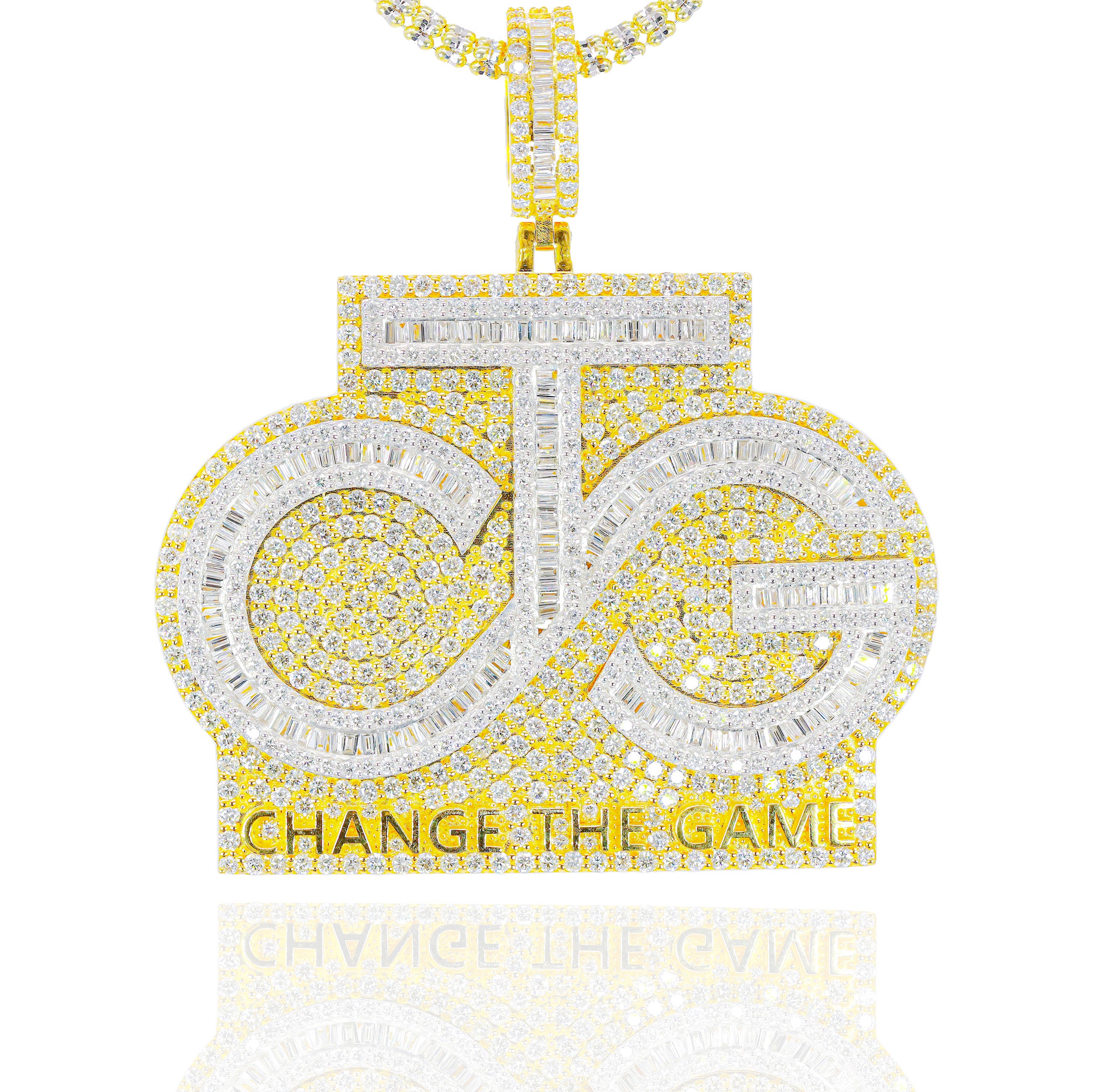 Custom Design Deposit - Two-Tone Baguette & Round Diamond Logo Pendant