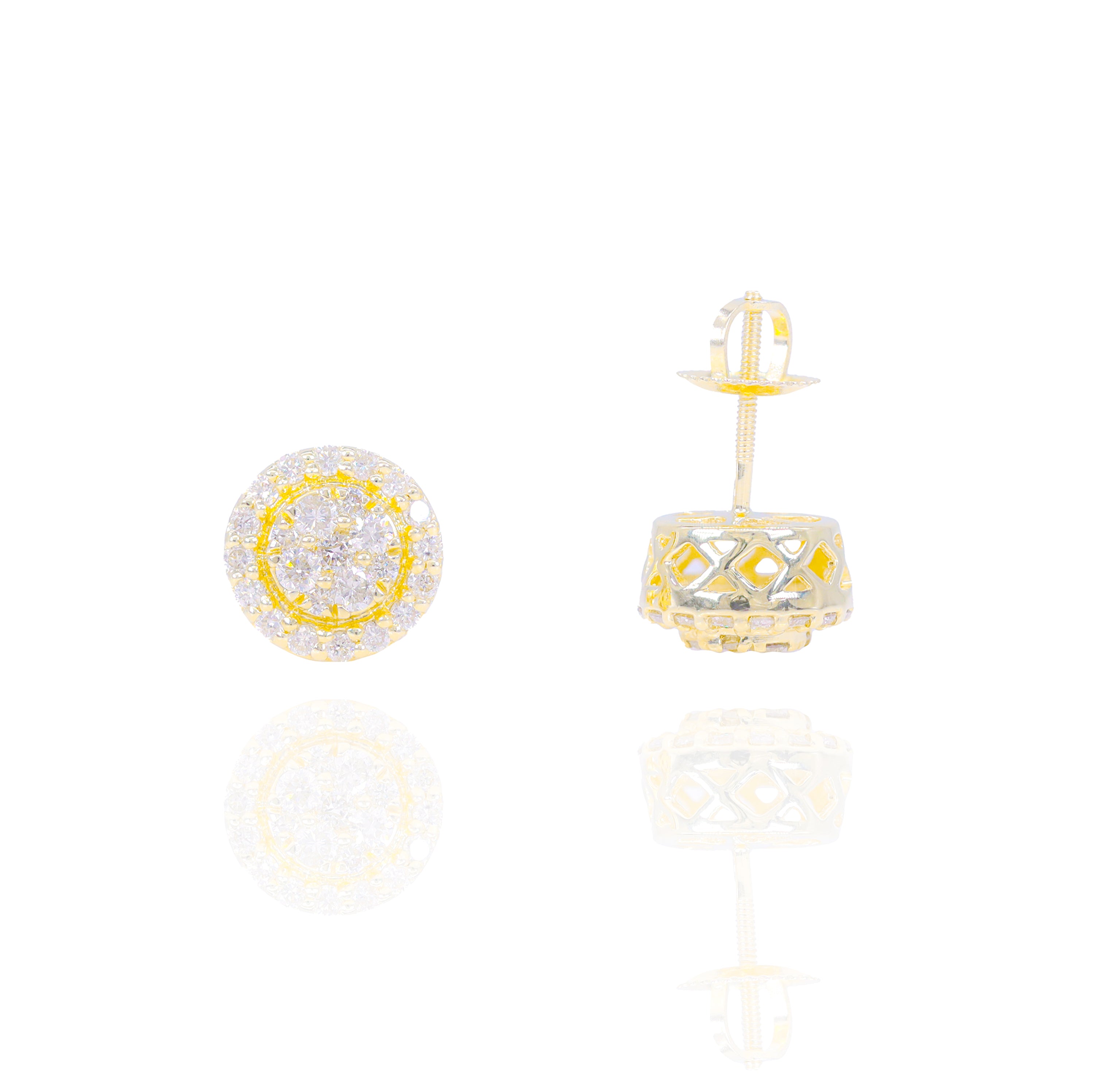 Round Cluster with Round Diamond Border Earrings