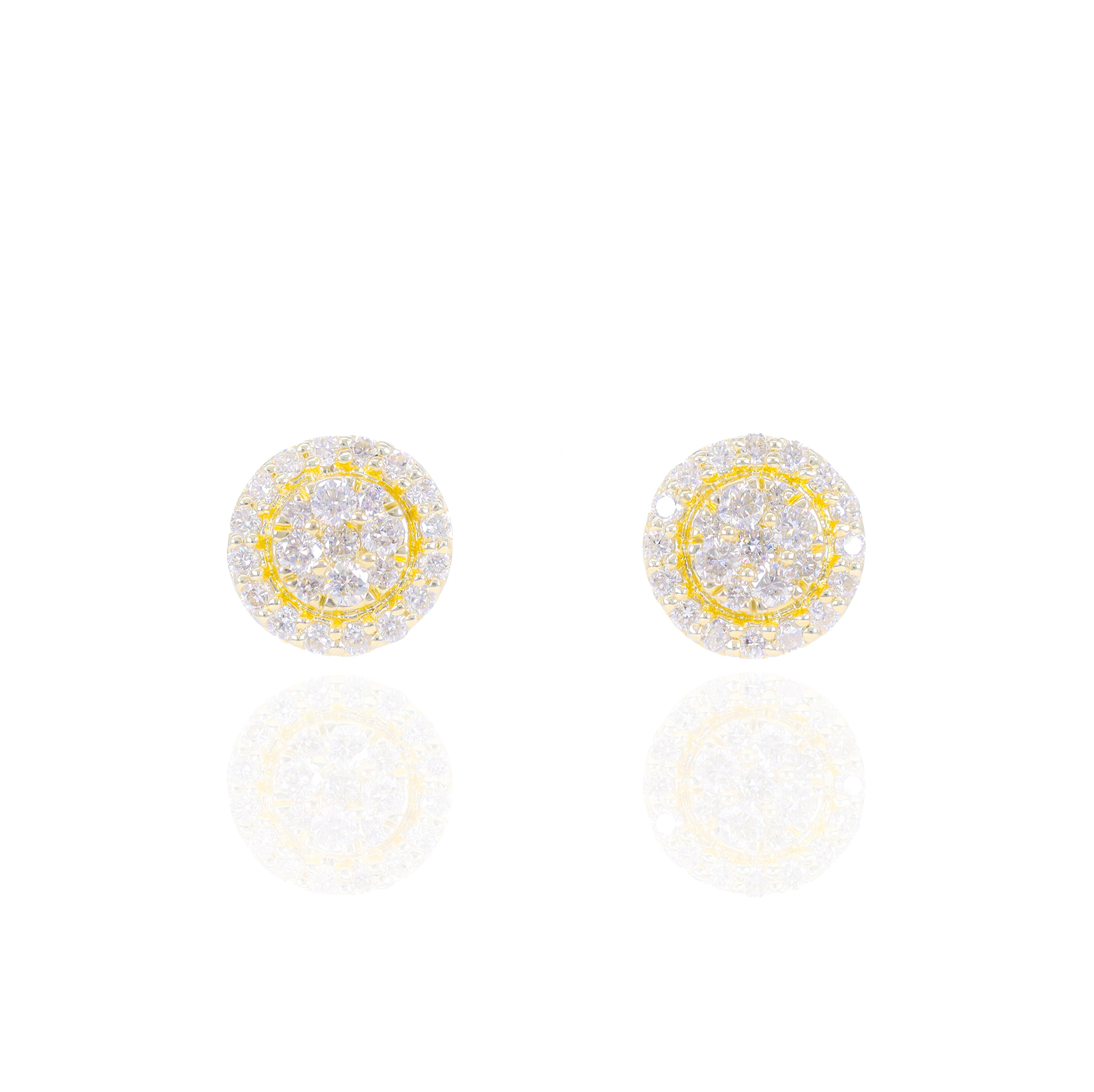 Round Cluster with Round Diamond Border Earrings