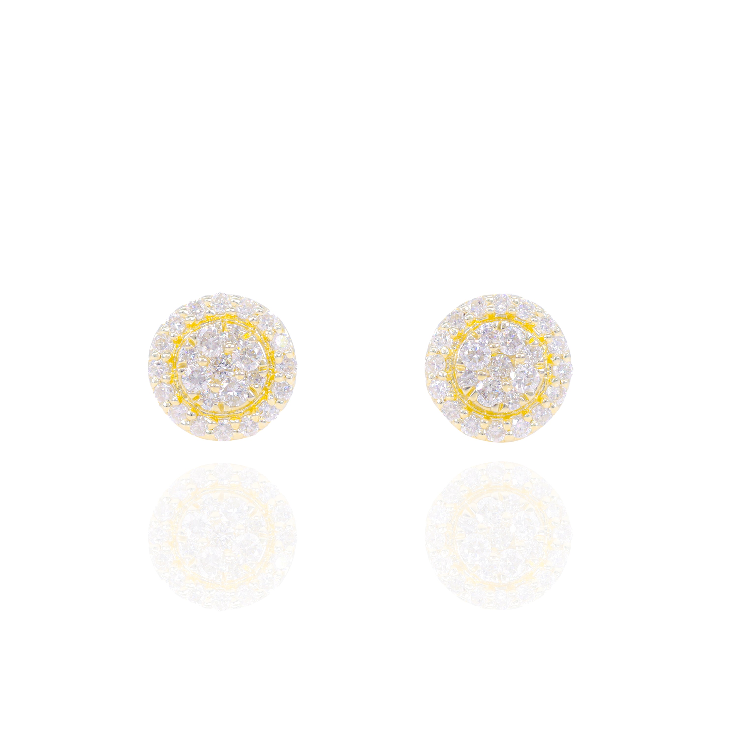 Round Cluster with Round Diamond Border Earrings