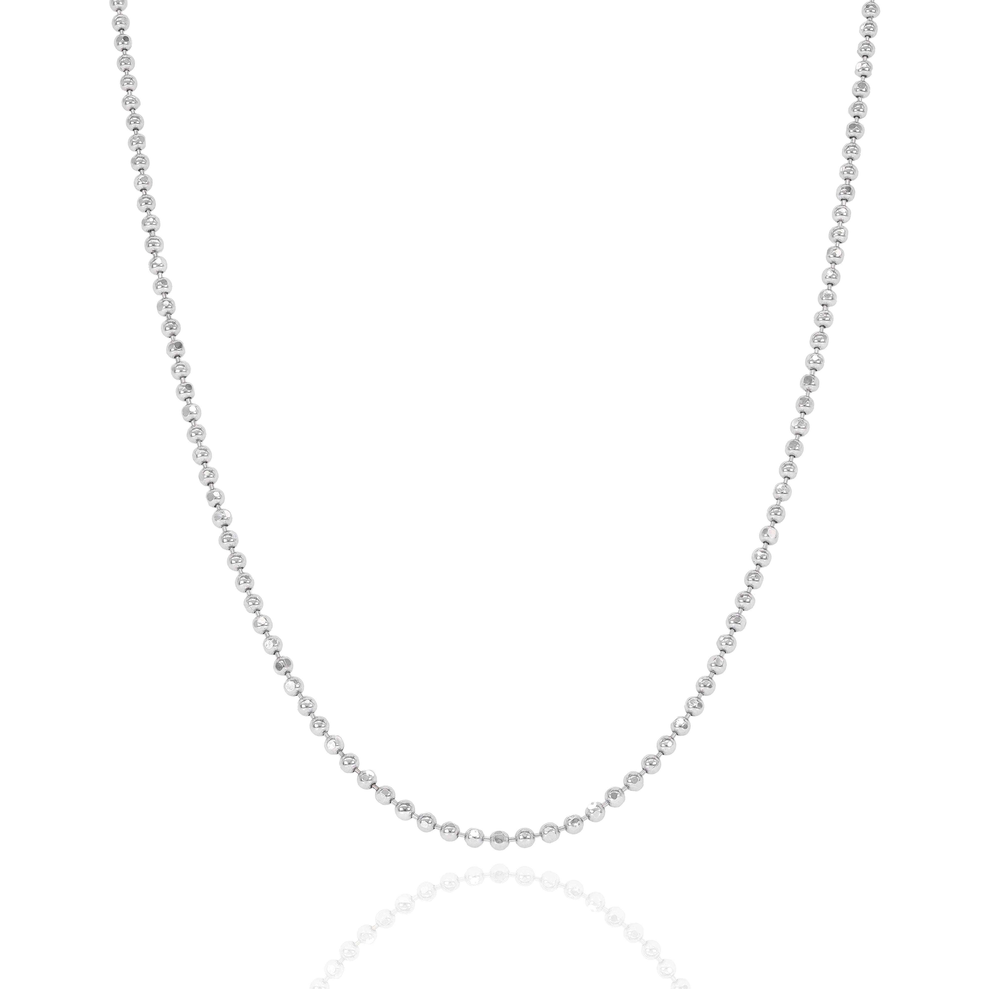 14KT Solid Ball Style White Gold Chain