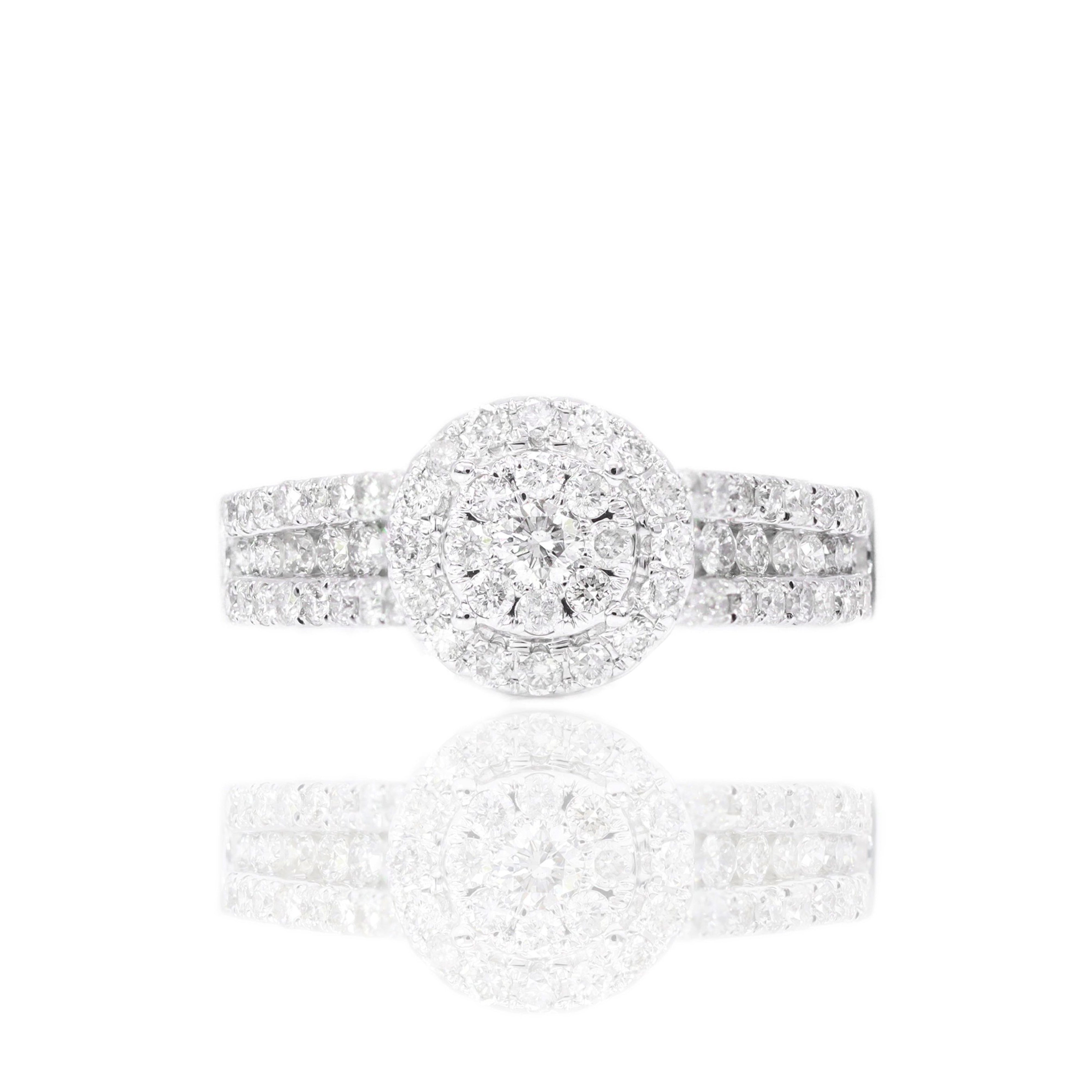 Double Halo Diamond Engagement Ring & Band