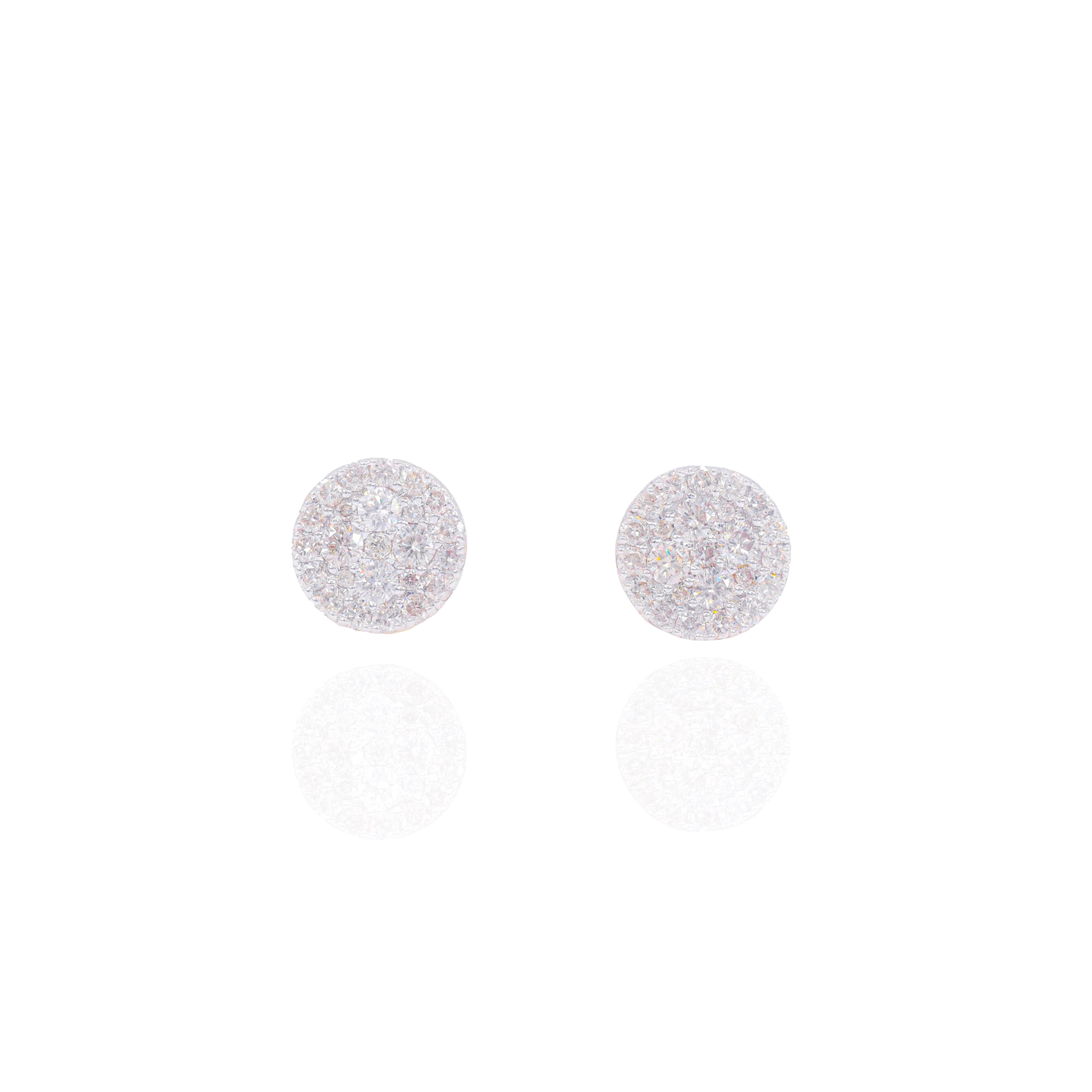 Flat Cluster Diamond Earrings