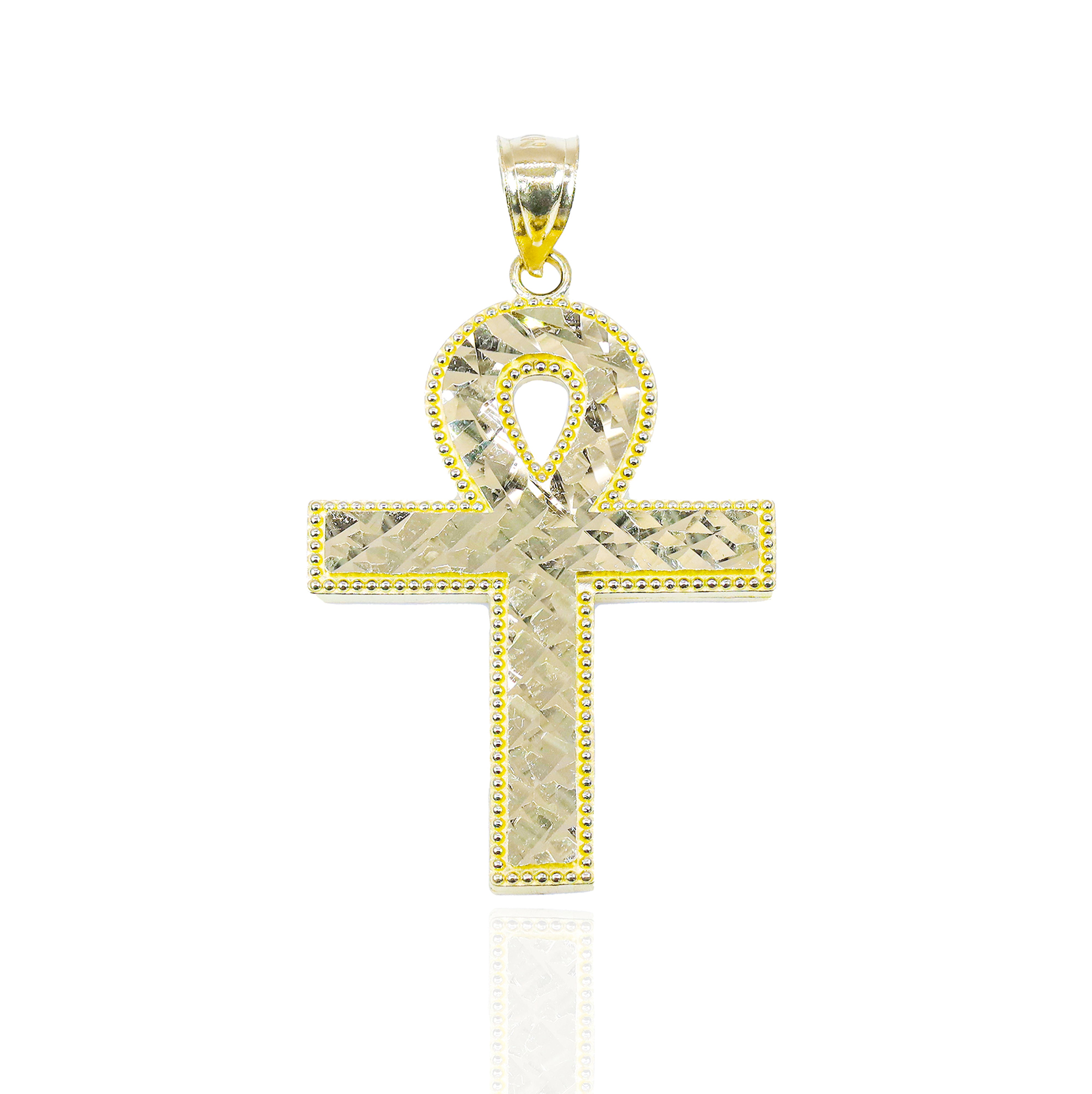 10KT Yellow Gold Textured Ankh Gold Pendant