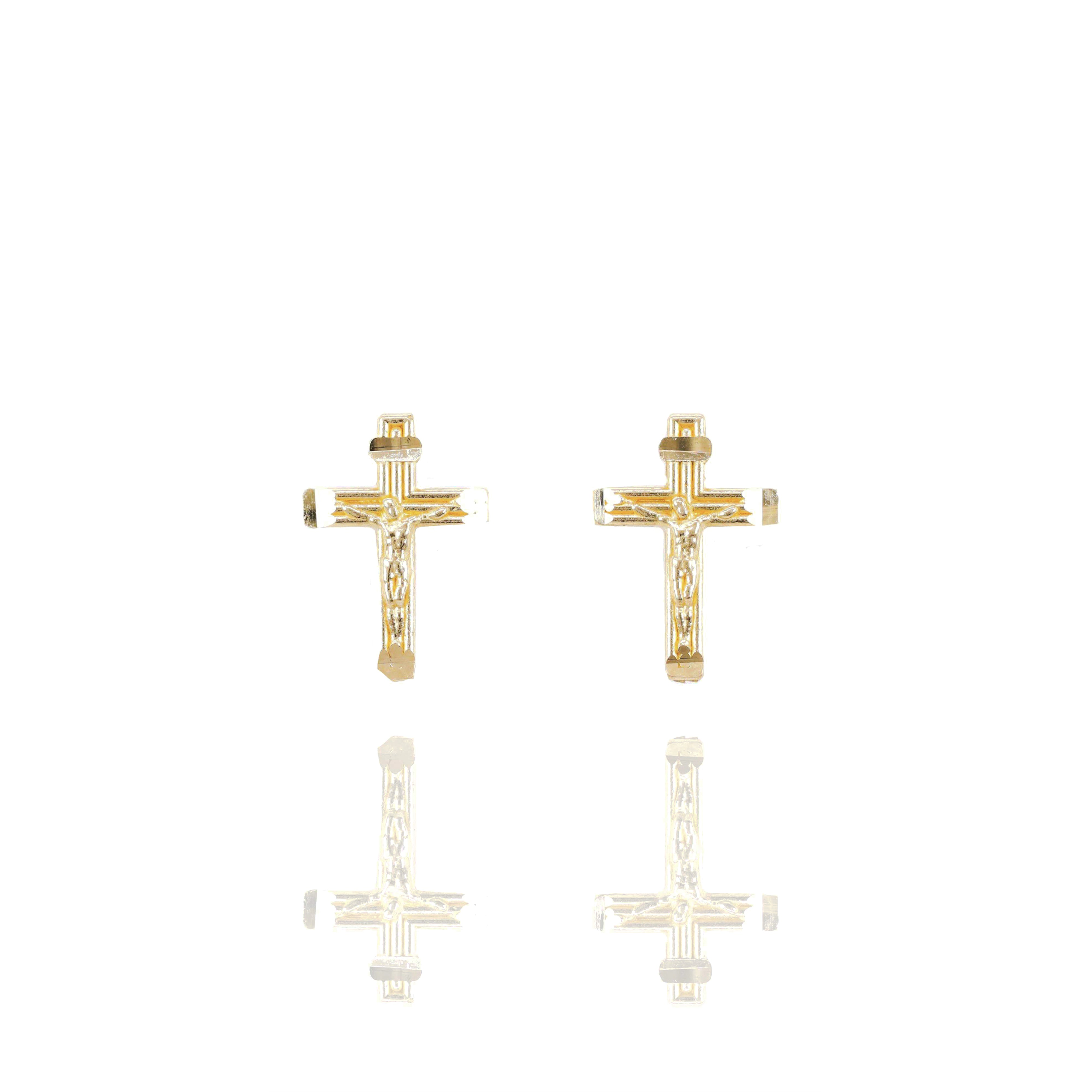 Cross w/ Jesus Solid Gold Earrings