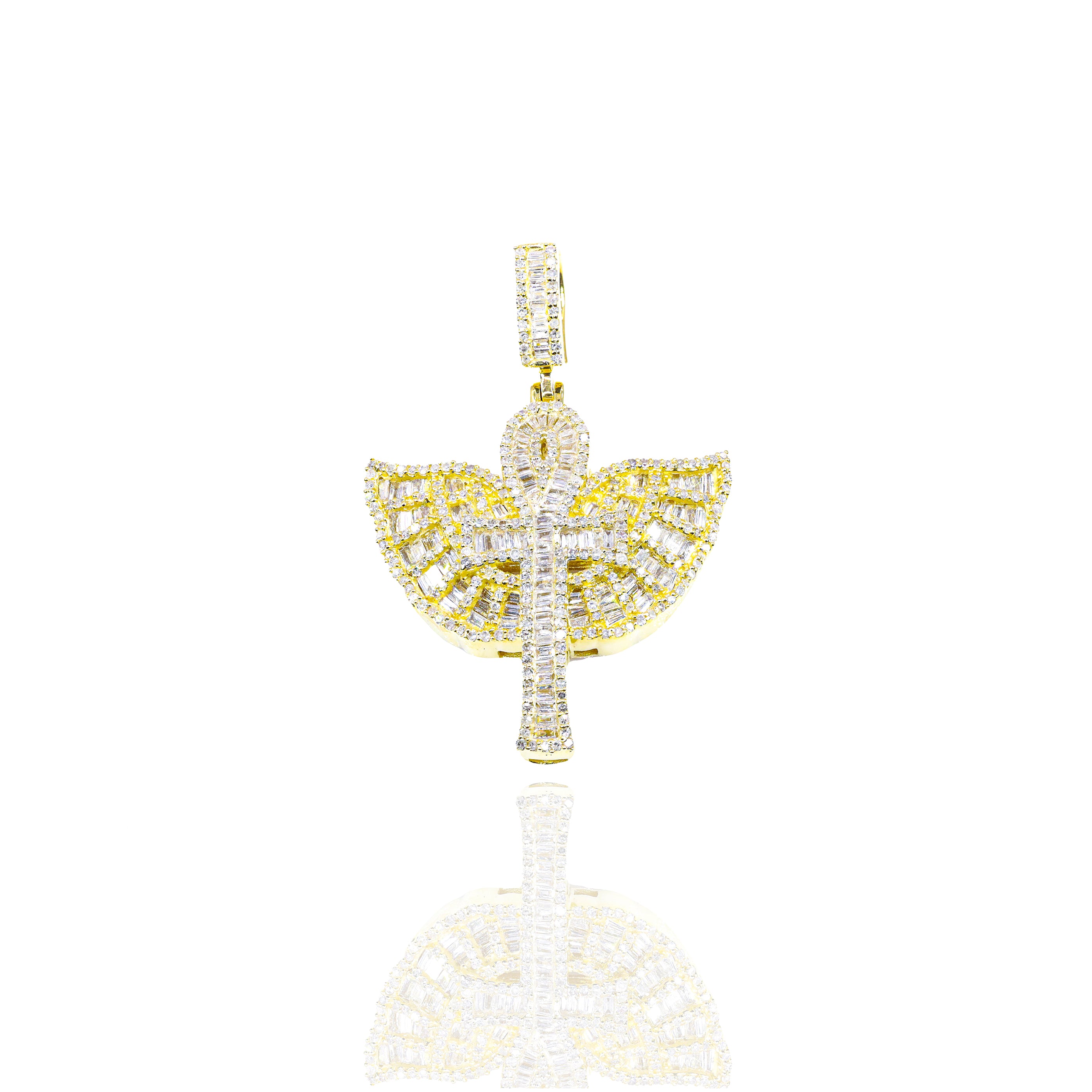 Diamond Ankh with Wings Diamond Pendant