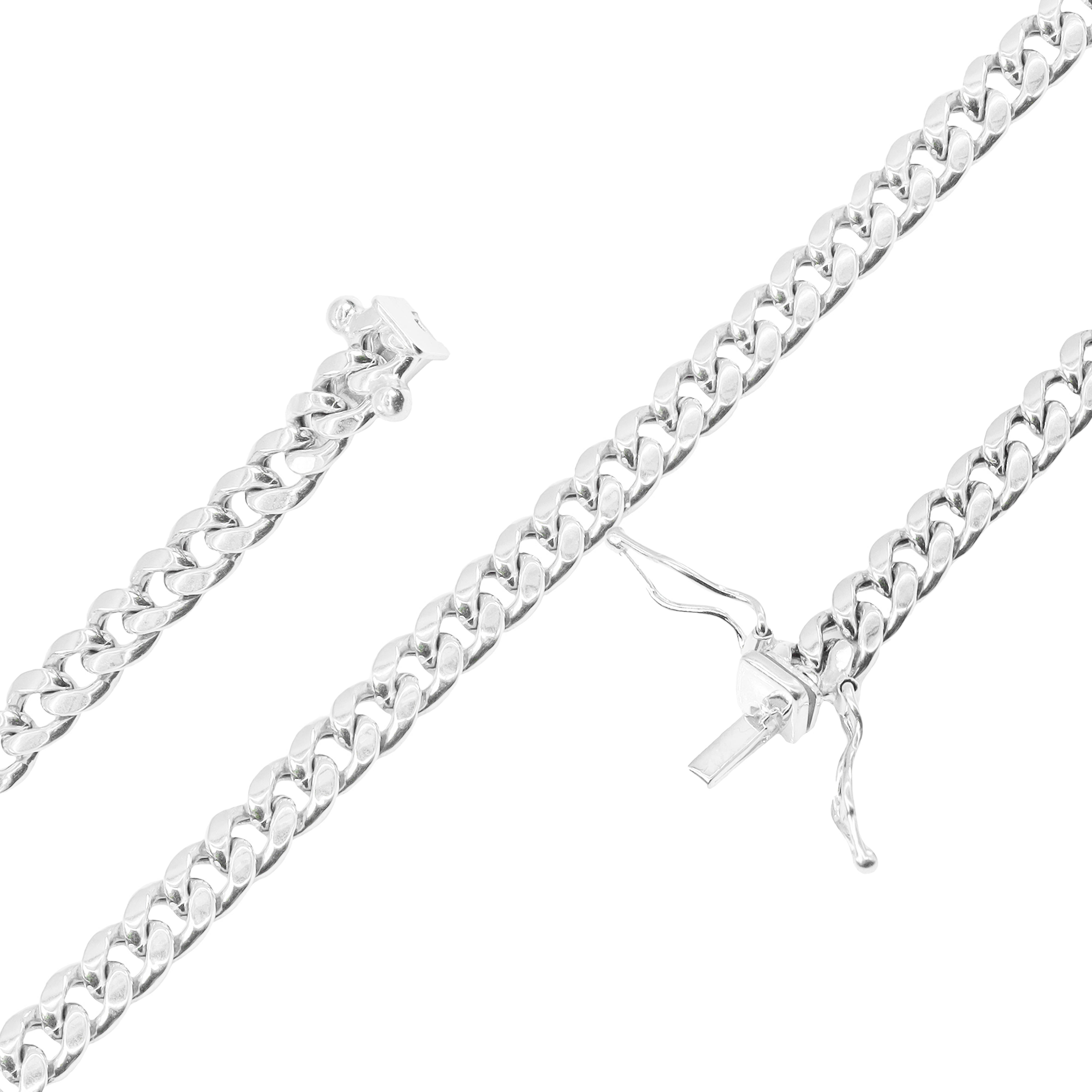 14KT Solid Miami Cuban Link White Gold Chain