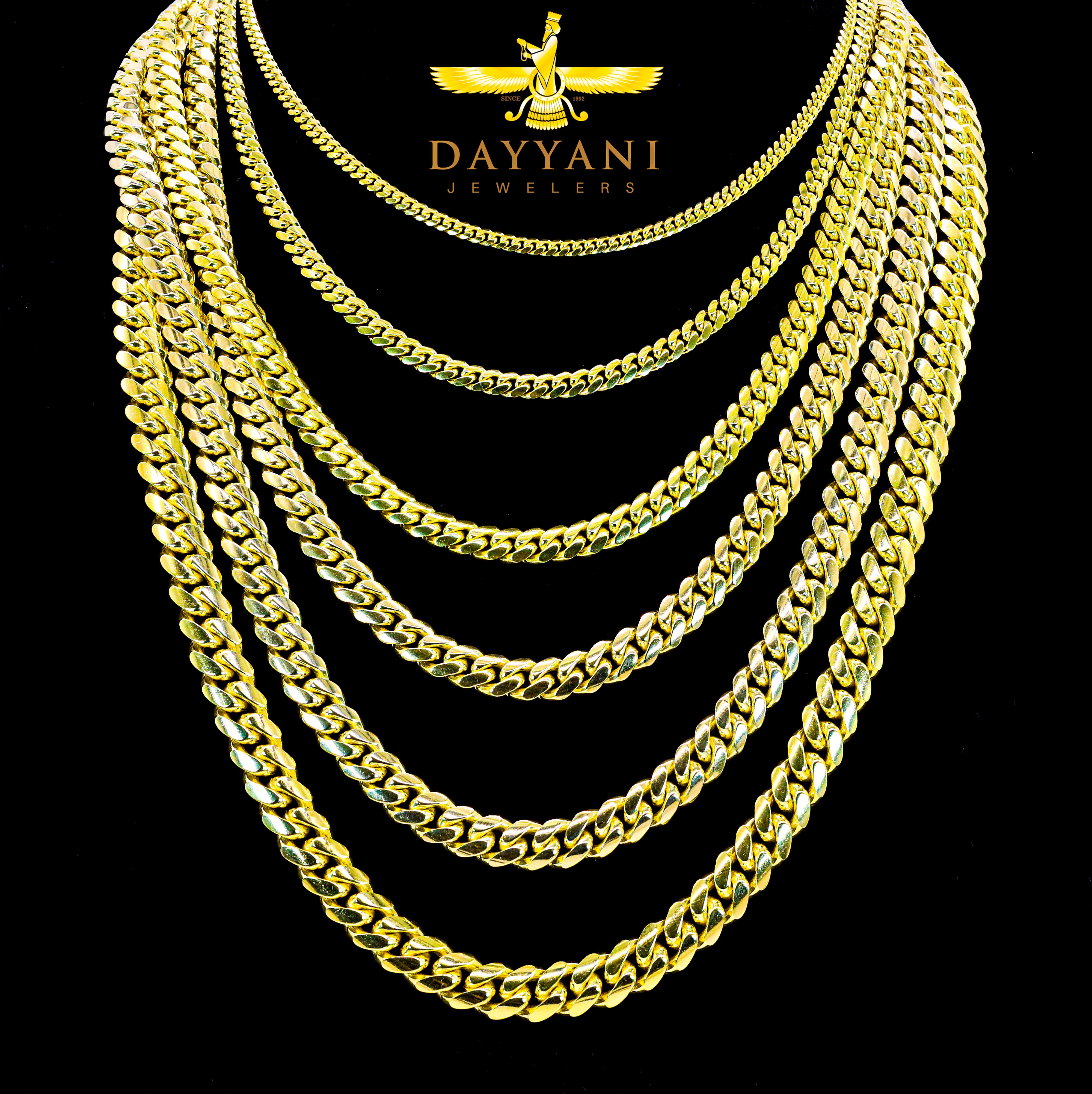 10KT Semi-Solid Miami Cuban Yellow Gold Chain