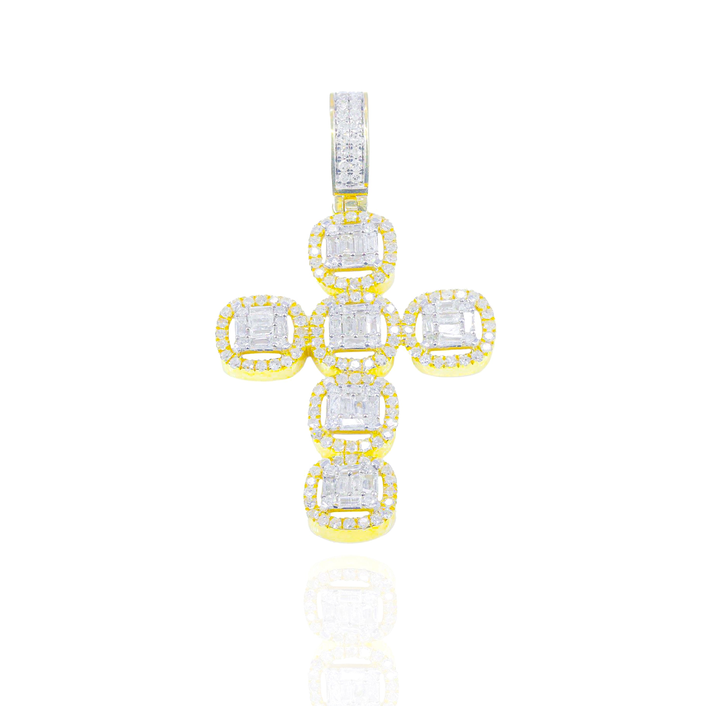 Baguette Cluster Diamond Cross Pendant