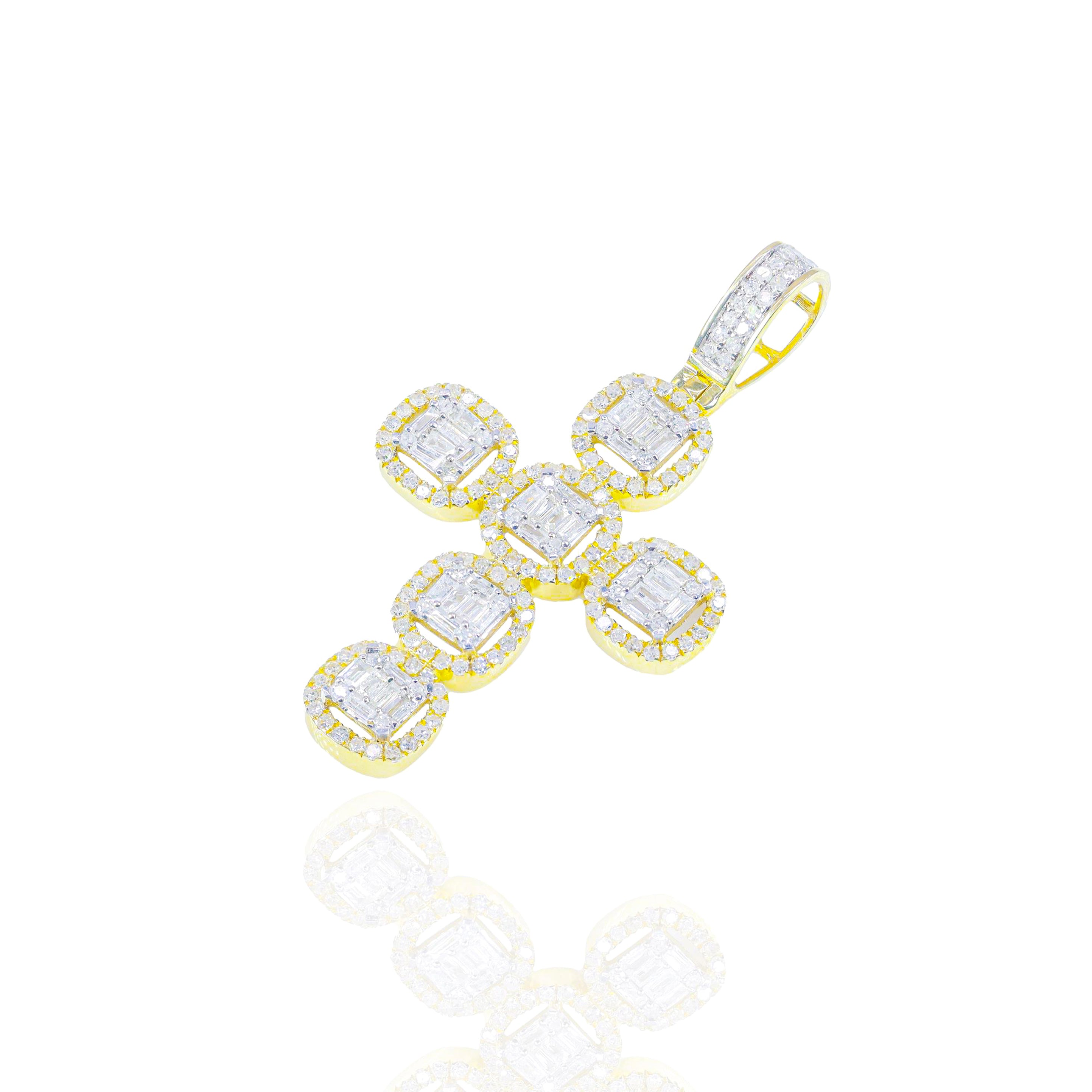 Baguette Cluster Diamond Cross Pendant