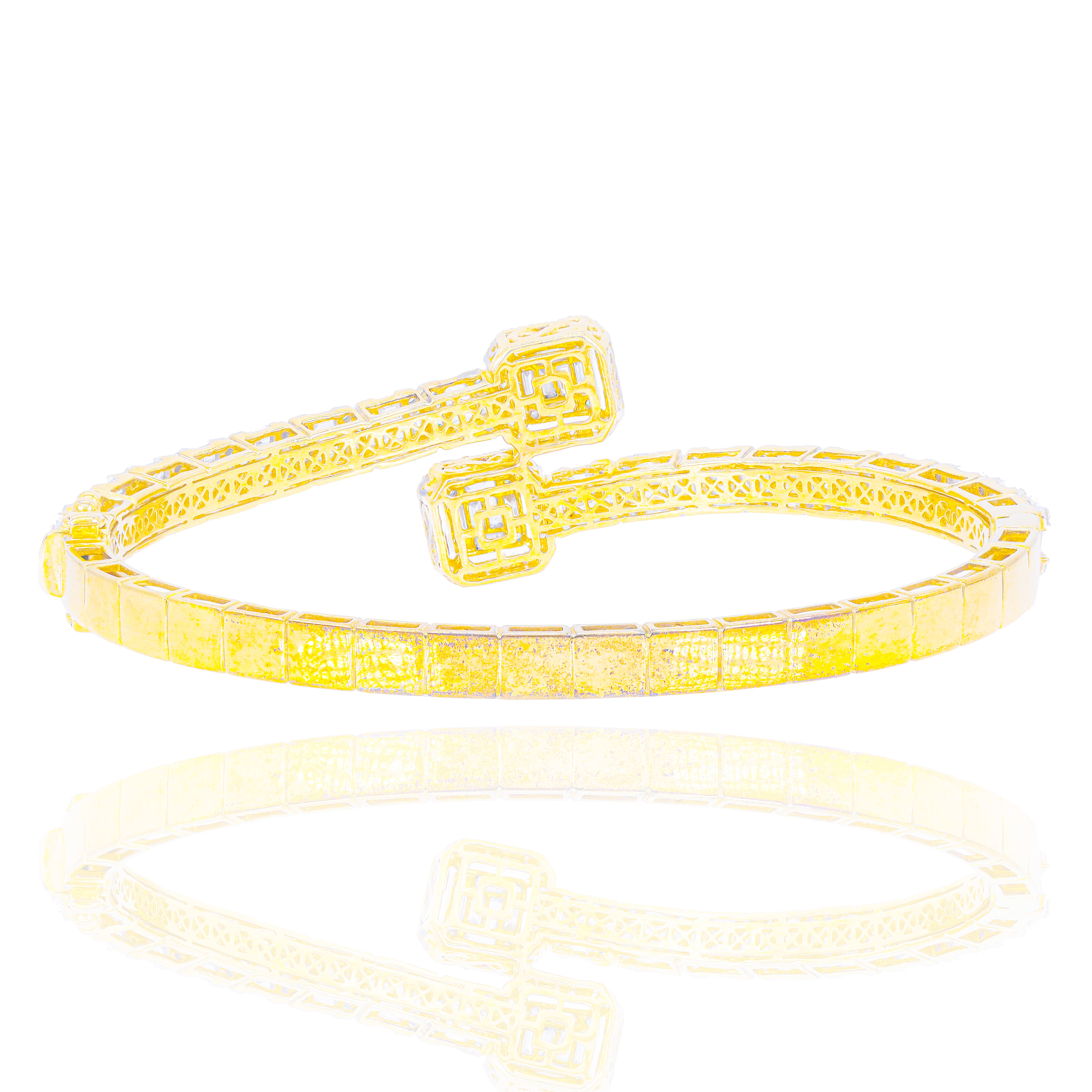 Baguette & Round Half Way Diamond Bangle