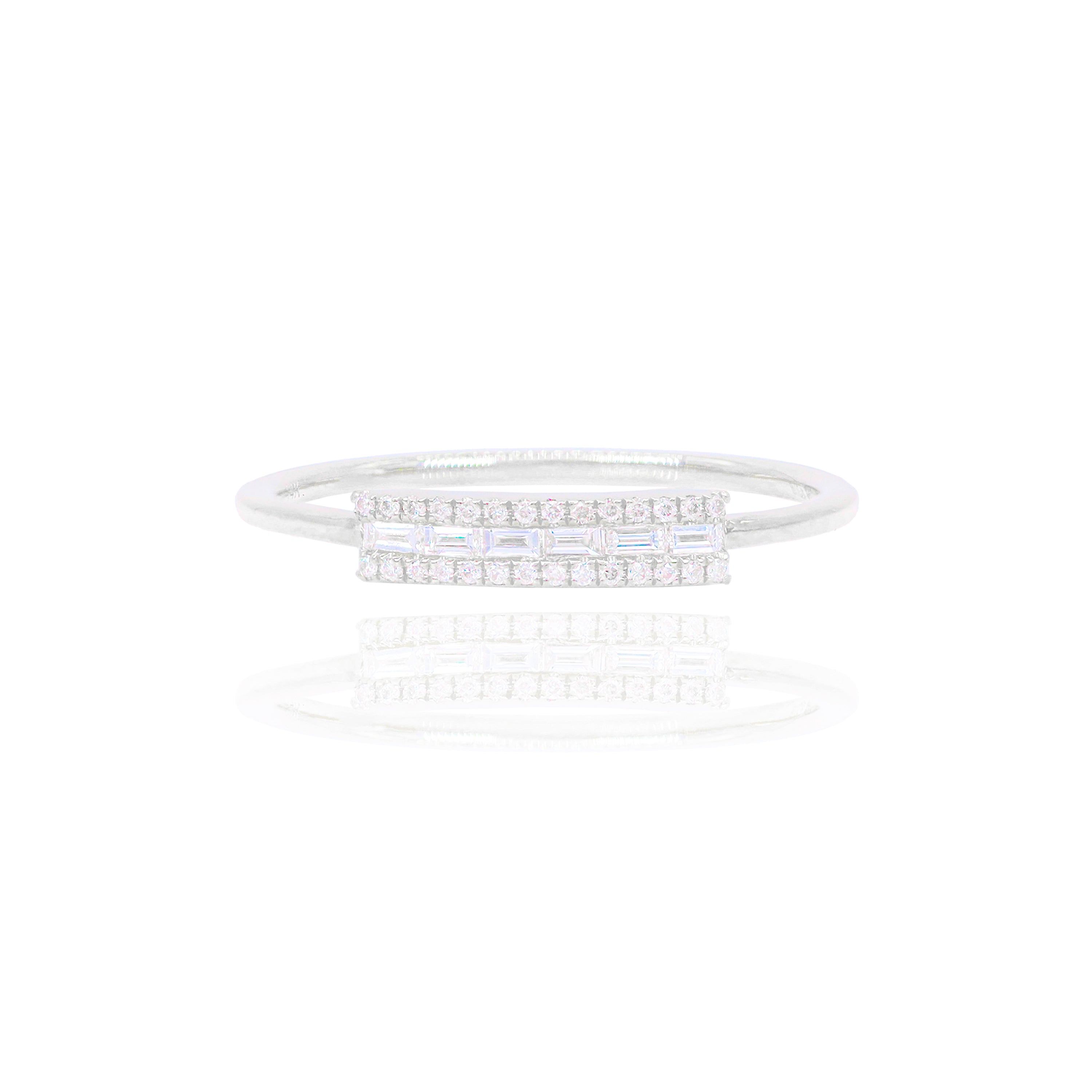 Center Baguette Diamond Row with Gold Band