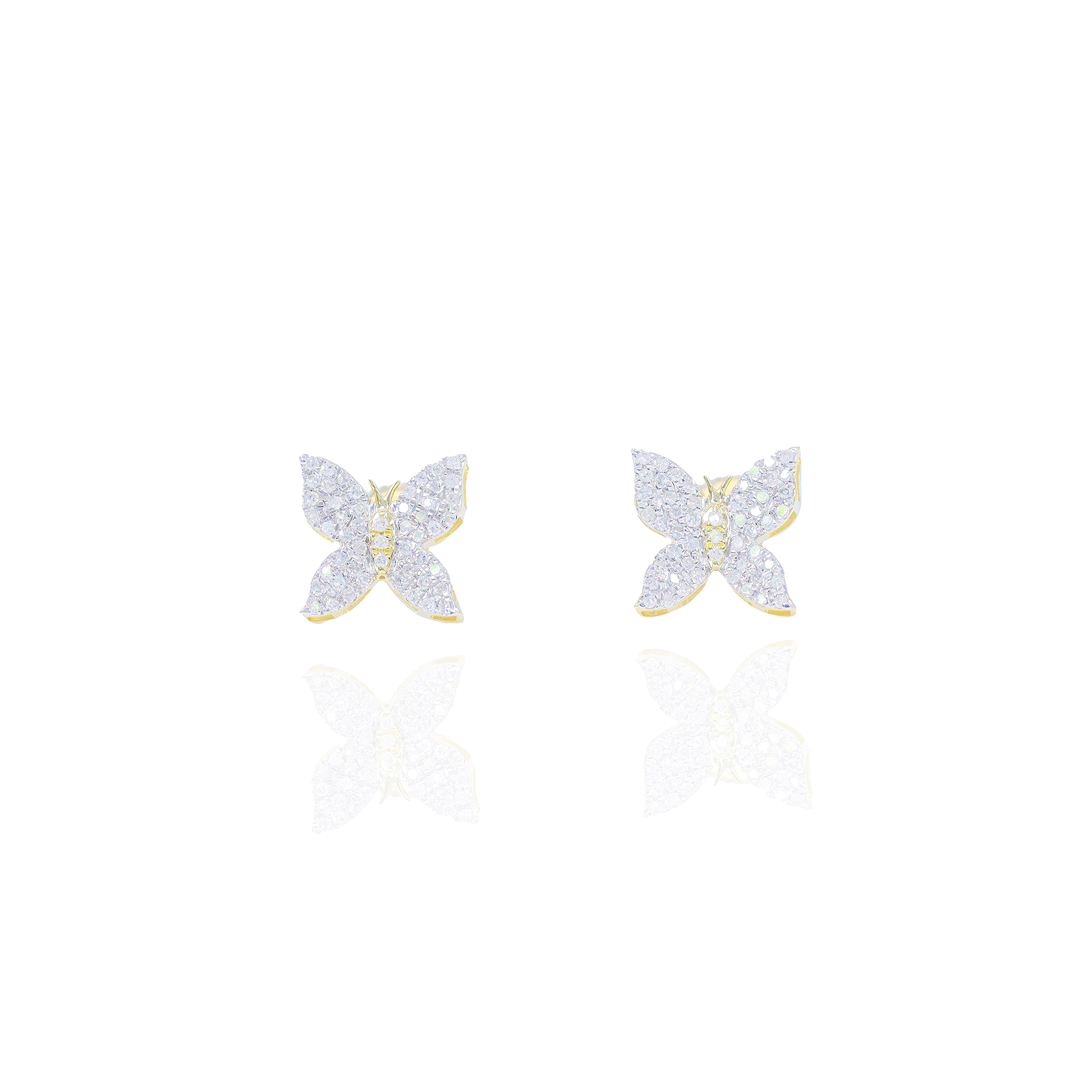 Round Diamond Butterfly Earrings