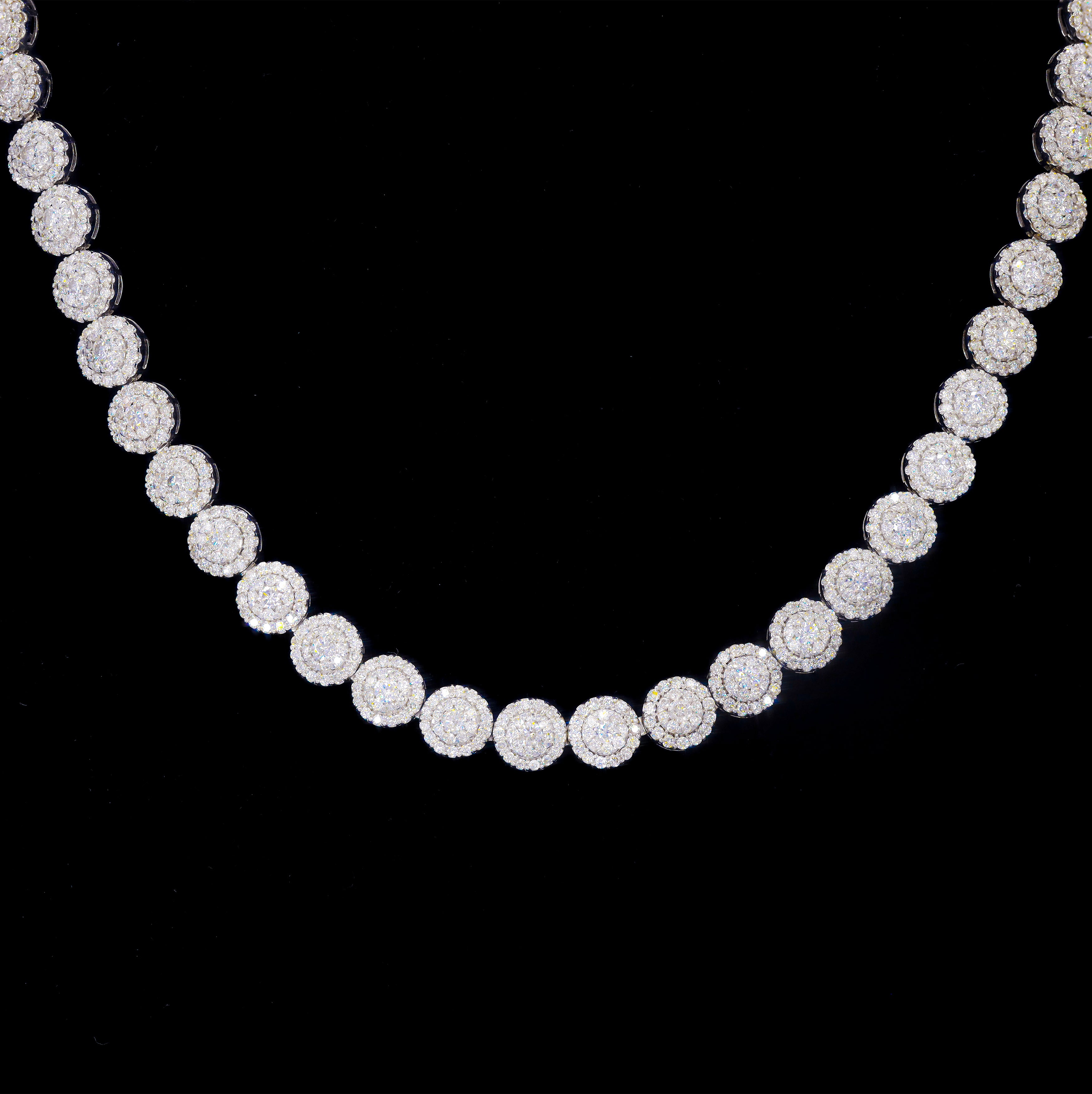 Cluster Round Diamond Tennis Chain