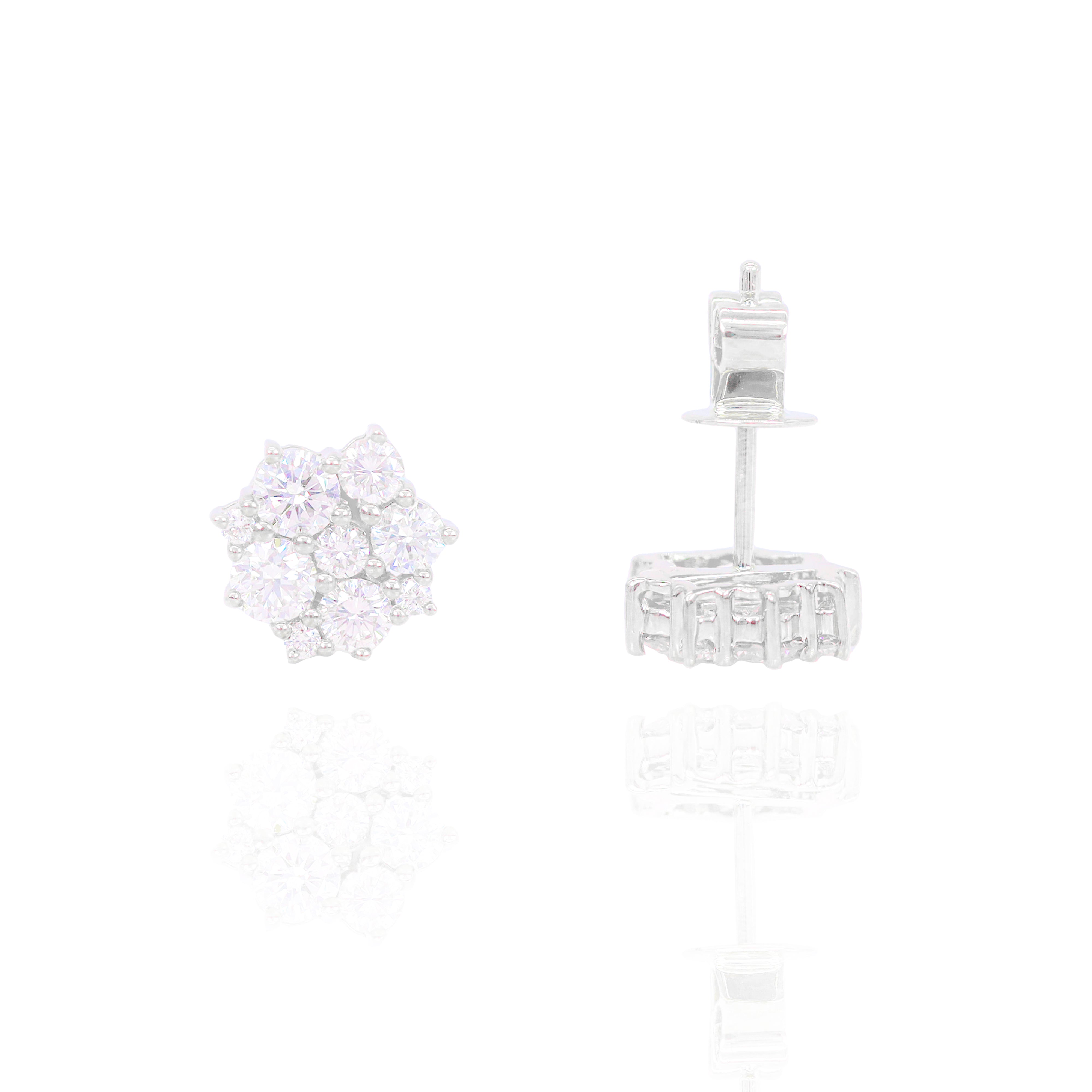 Diamond Jagged Cluster Flower Earrings