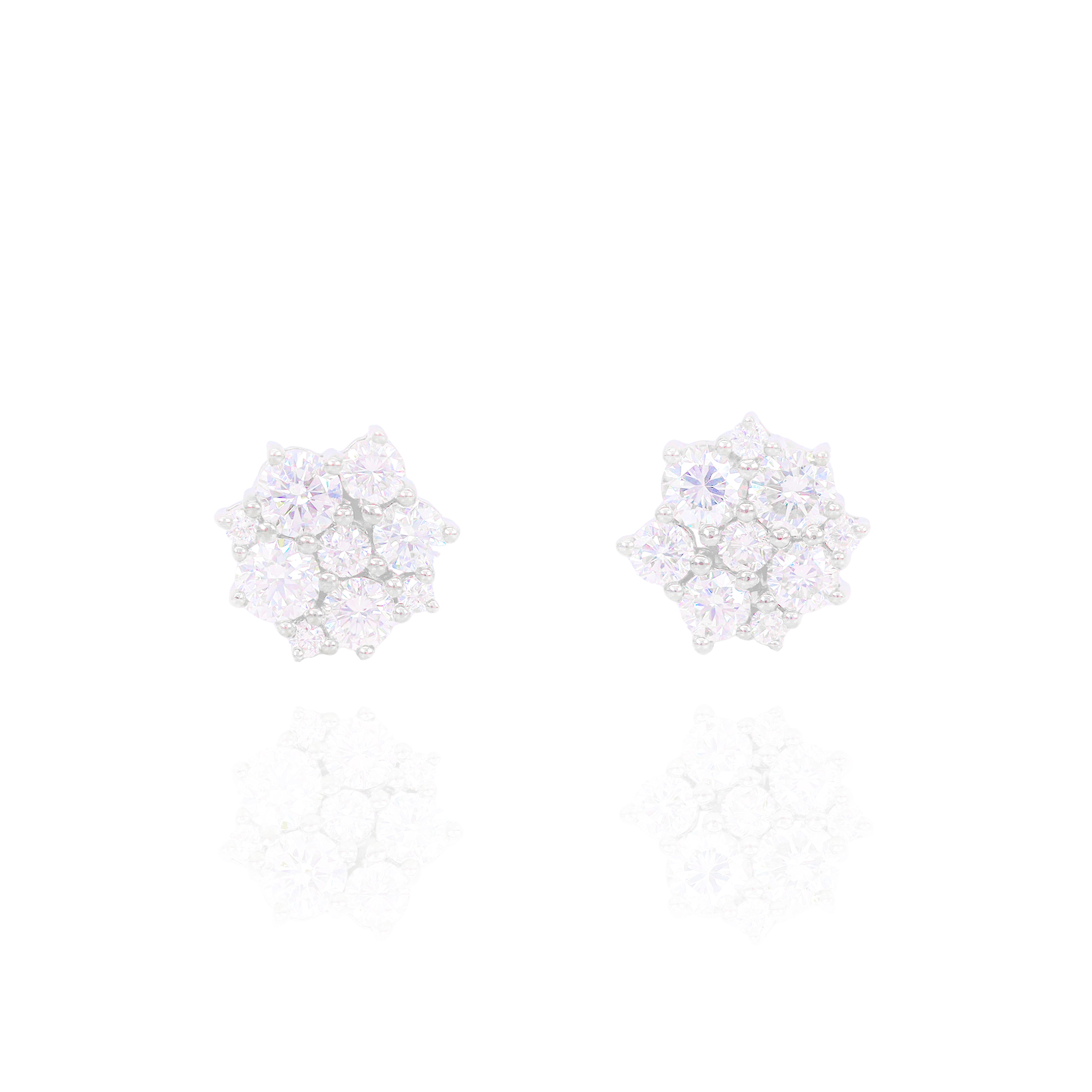 Diamond Jagged Cluster Flower Earrings