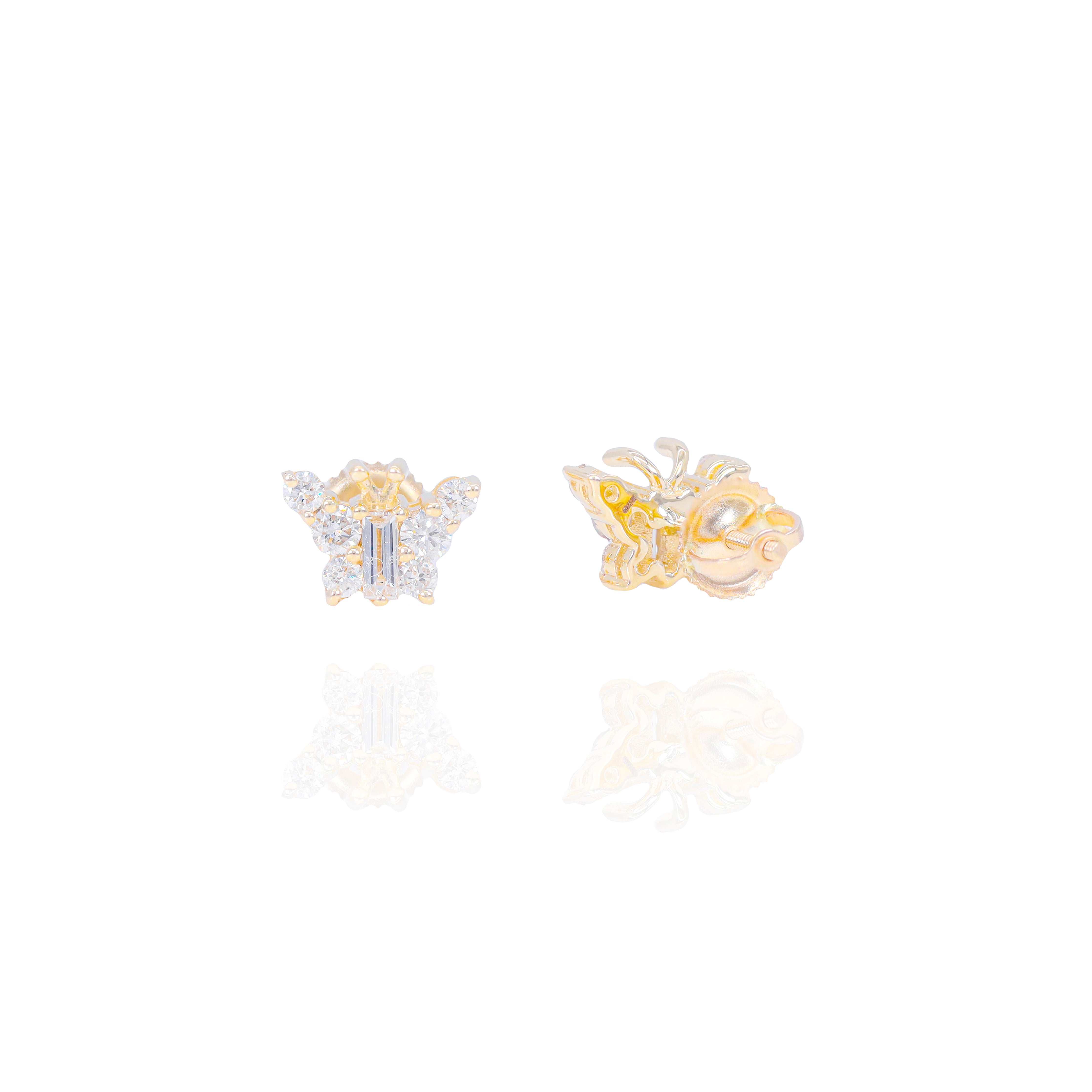 Diamond Butterfly Earrings w/ Baguette Centers