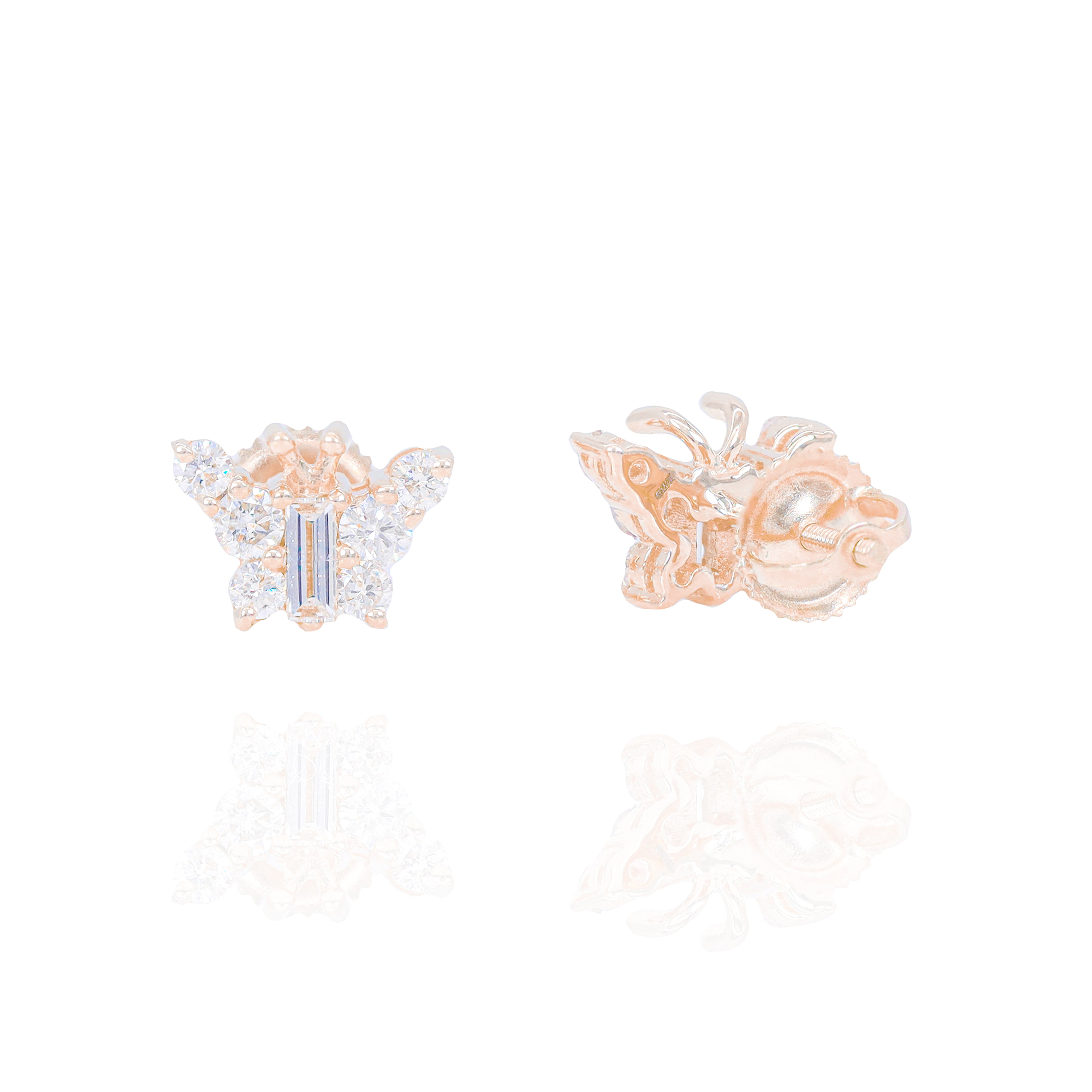 Diamond Butterfly Earrings w/ Baguette Centers