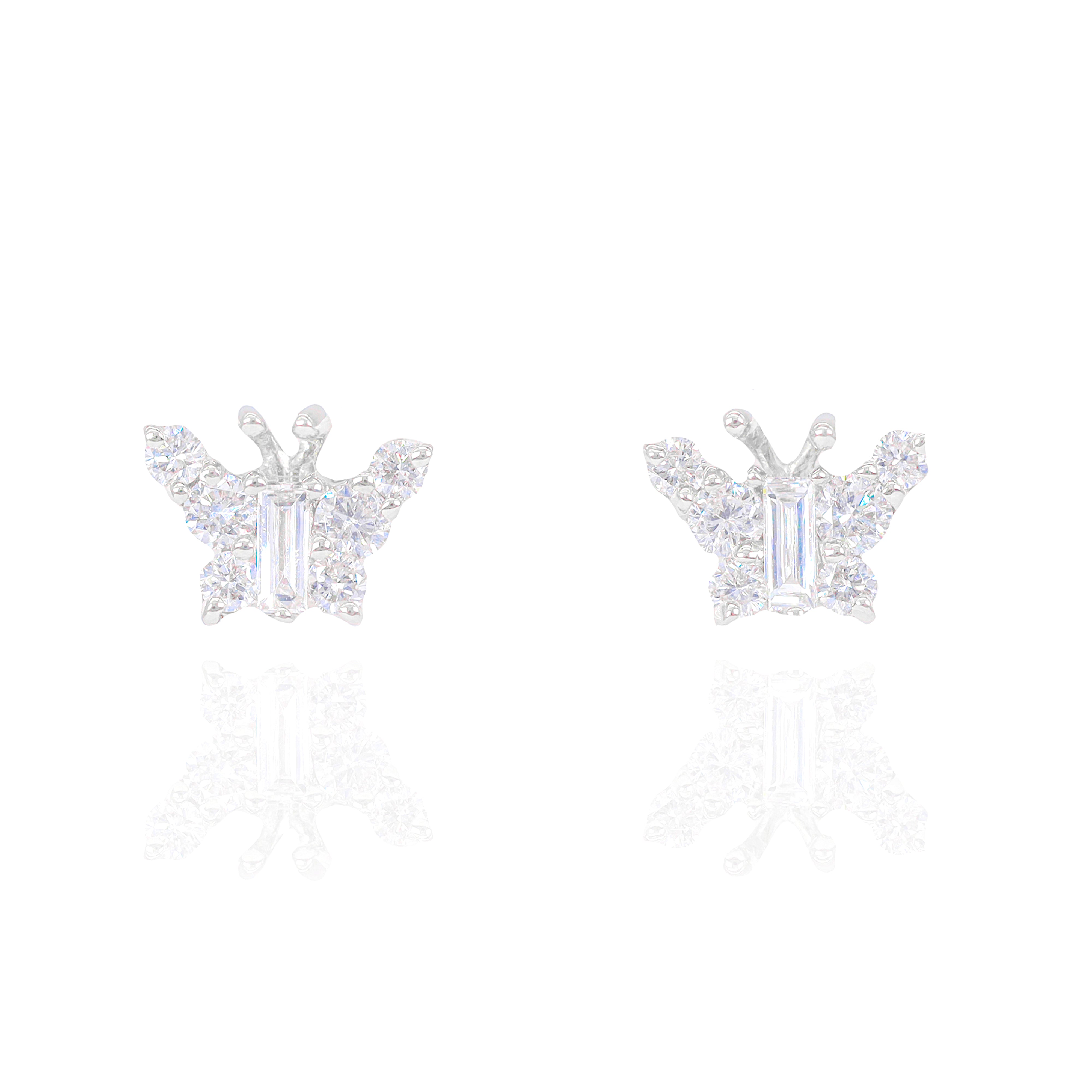 Diamond Butterfly Earrings w/ Baguette Centers