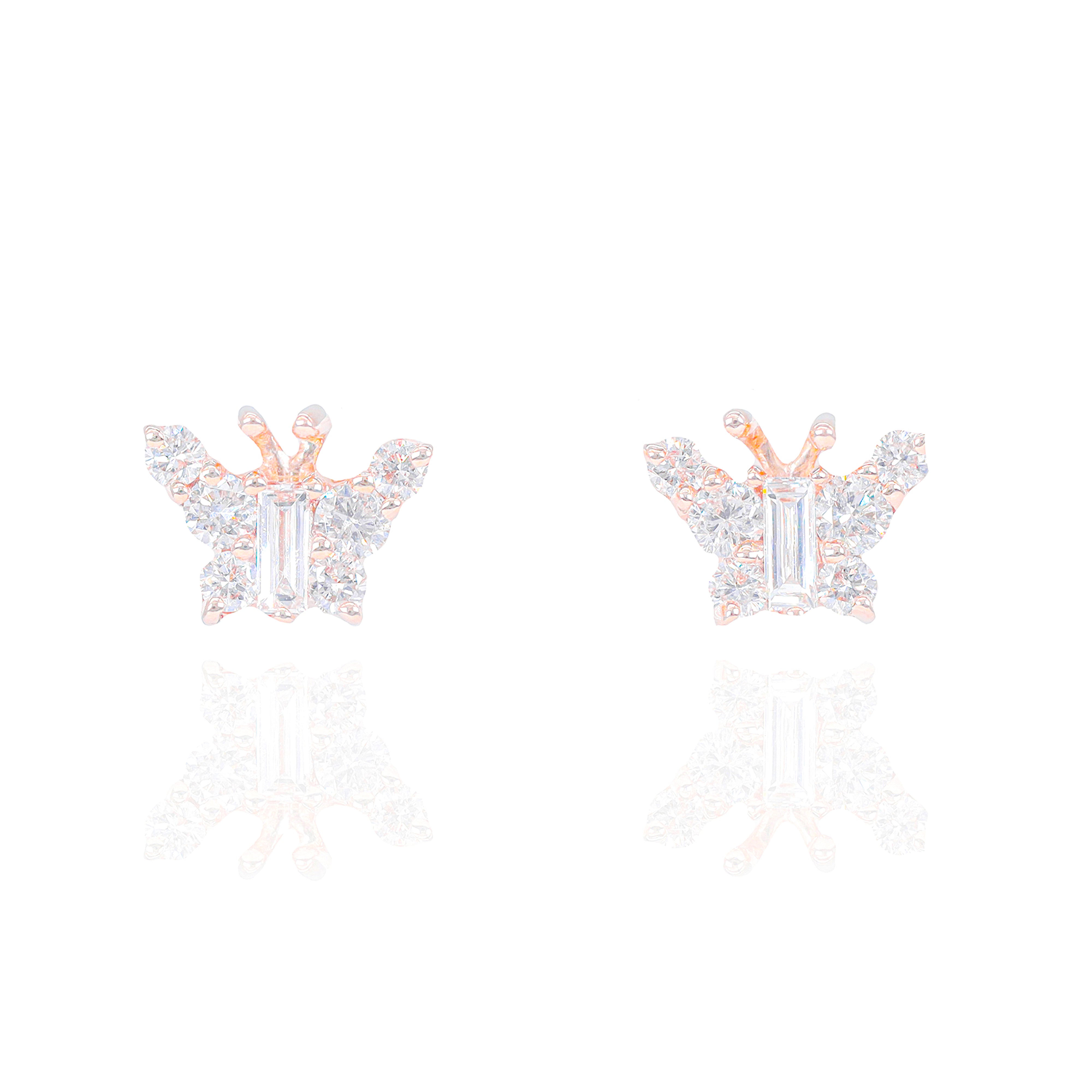 Diamond Butterfly Earrings w/ Baguette Centers