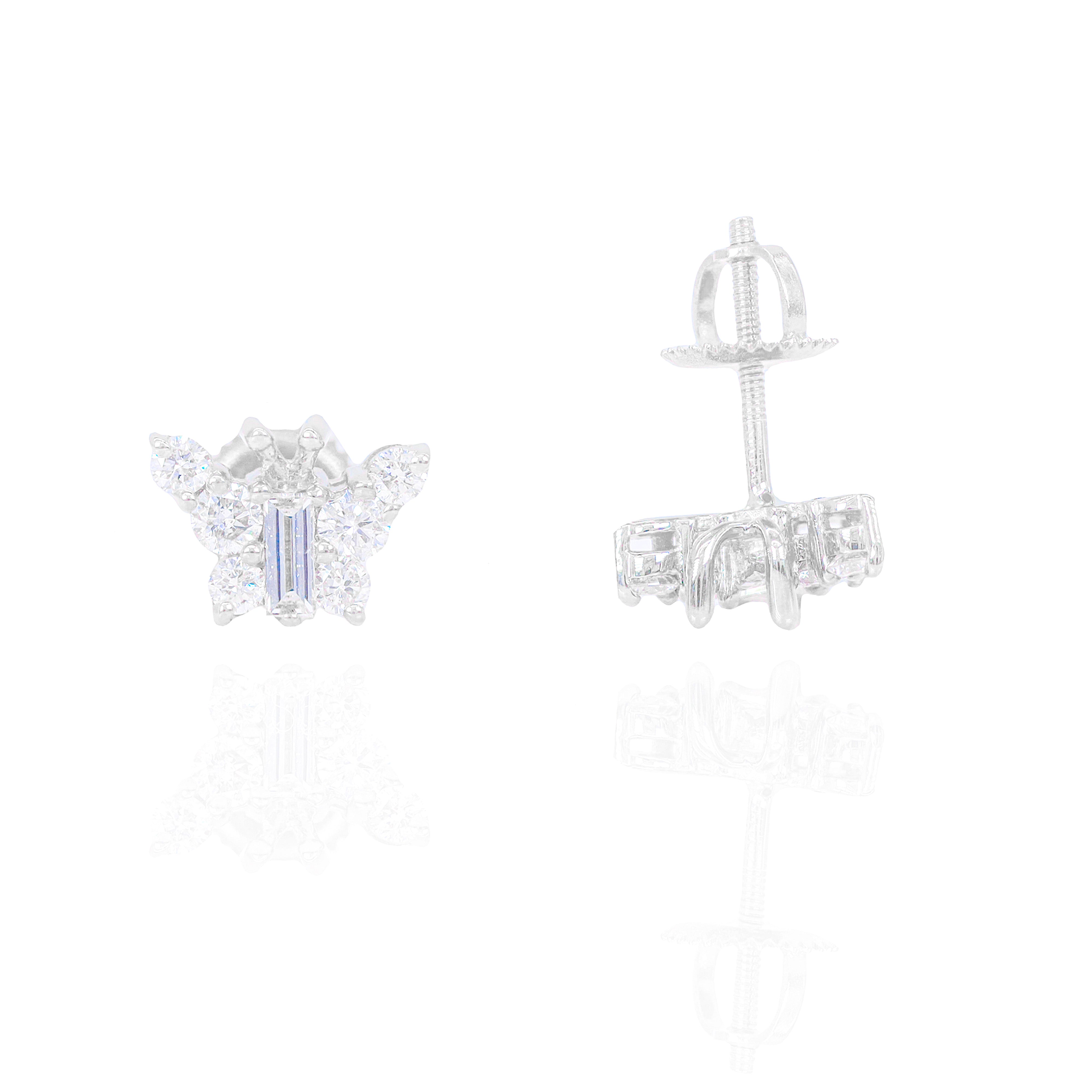 Diamond Butterfly Earrings w/ Baguette Centers